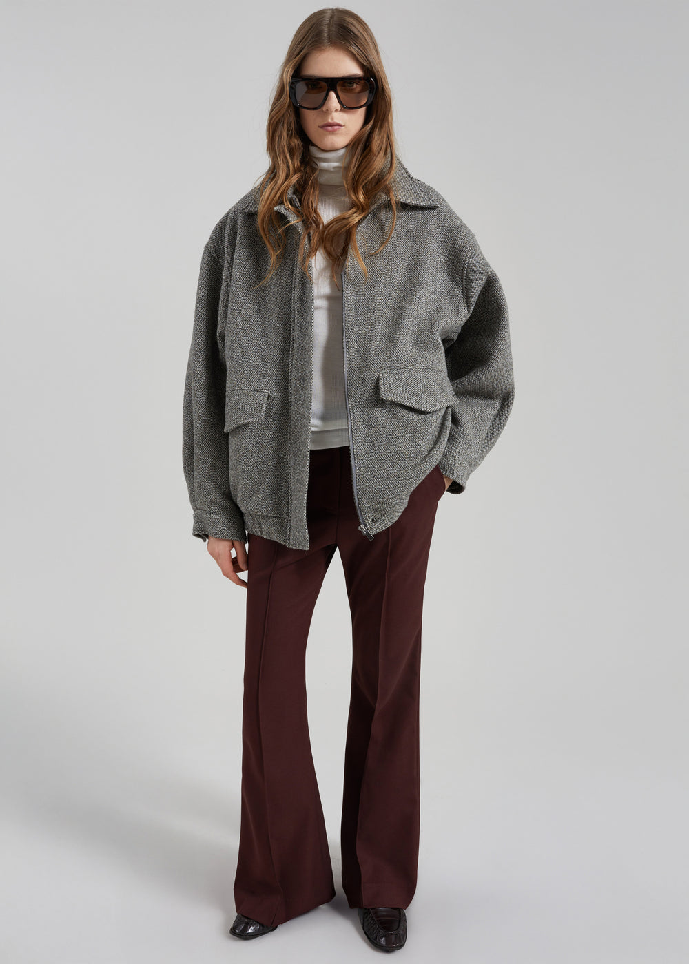 Vanves Wool Blouson Jacket - Grey Melange - 1