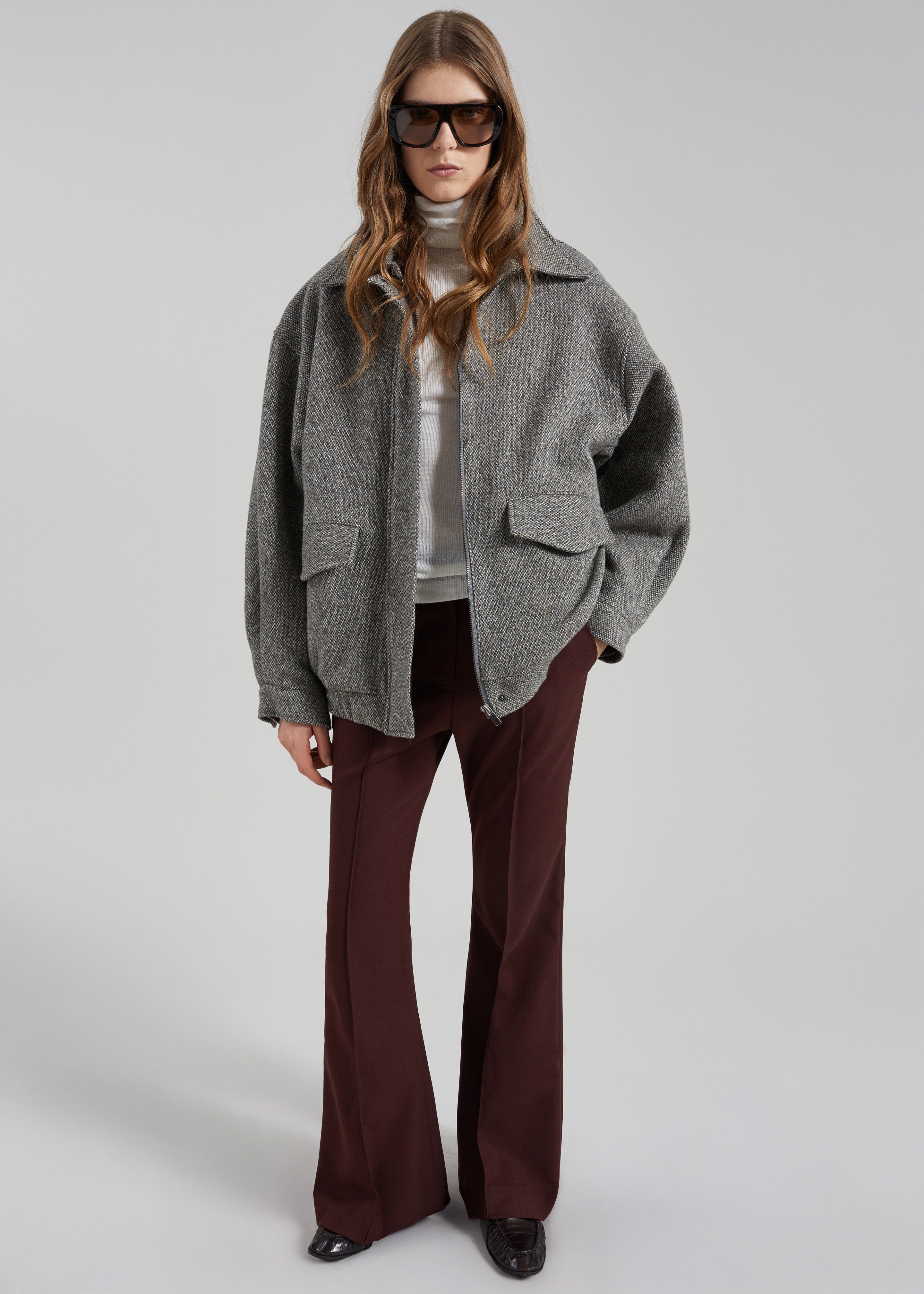 Vanves Wool Blouson Jacket - Grey Melange - 2