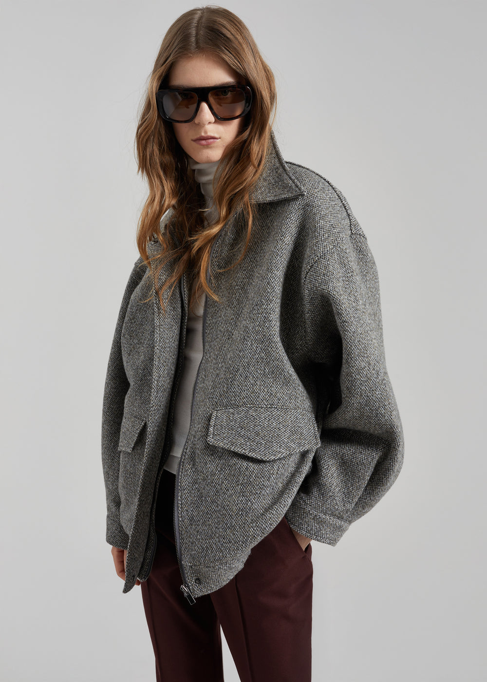 Vanves Wool Blouson Jacket - Grey Melange