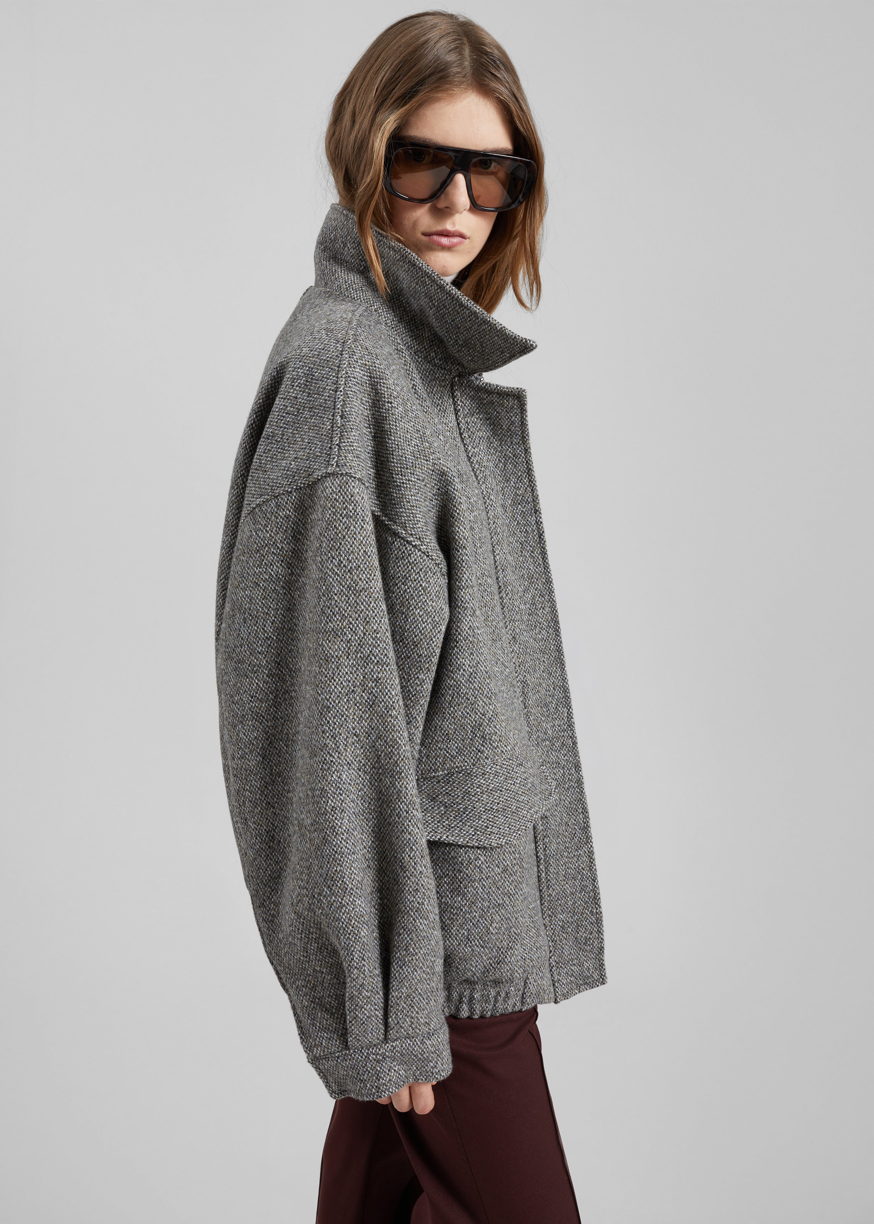 Vanves Wool Blouson Jacket - Grey Melange - 3