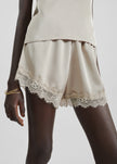 Varnell Satin Lace Shorts - Beige