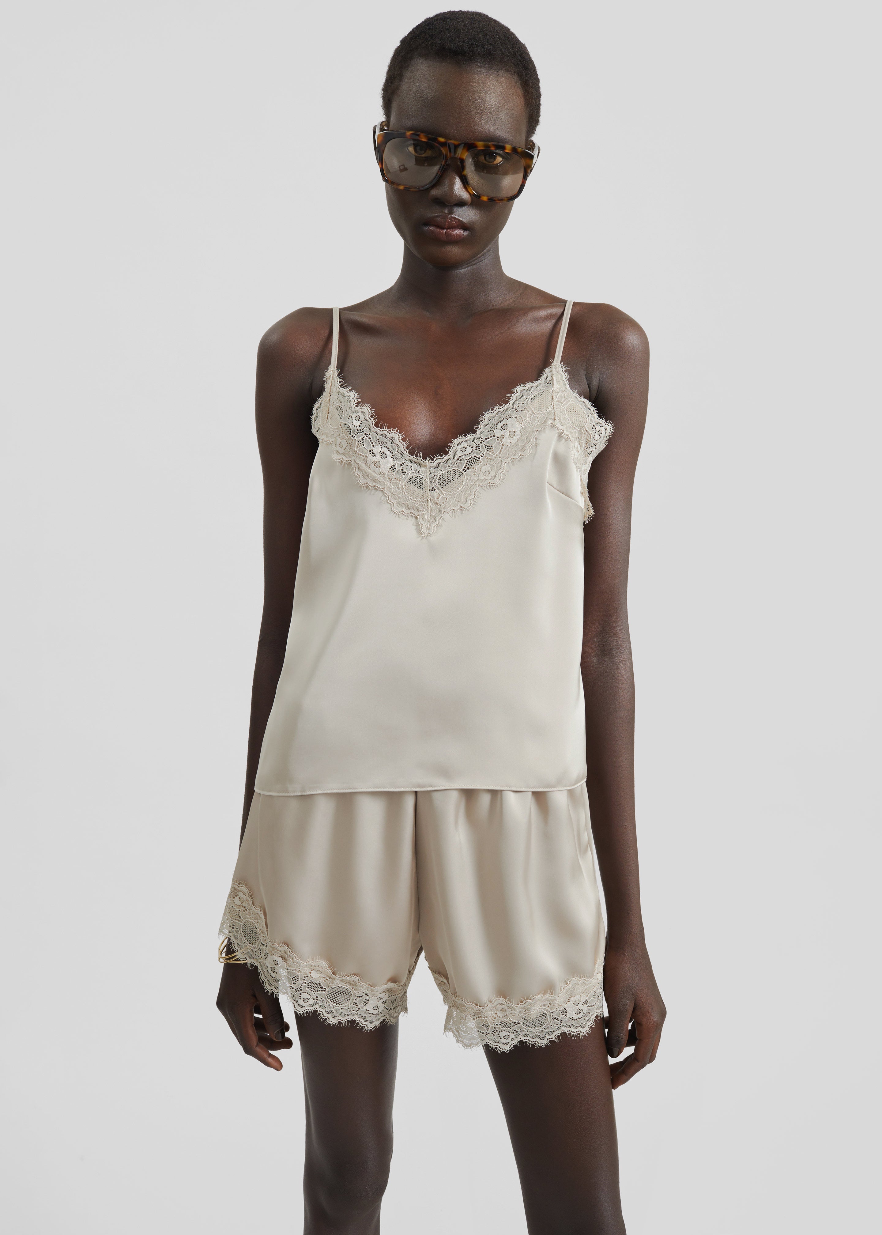 Varnell Satin Lace Top - Beige – The Frankie Shop