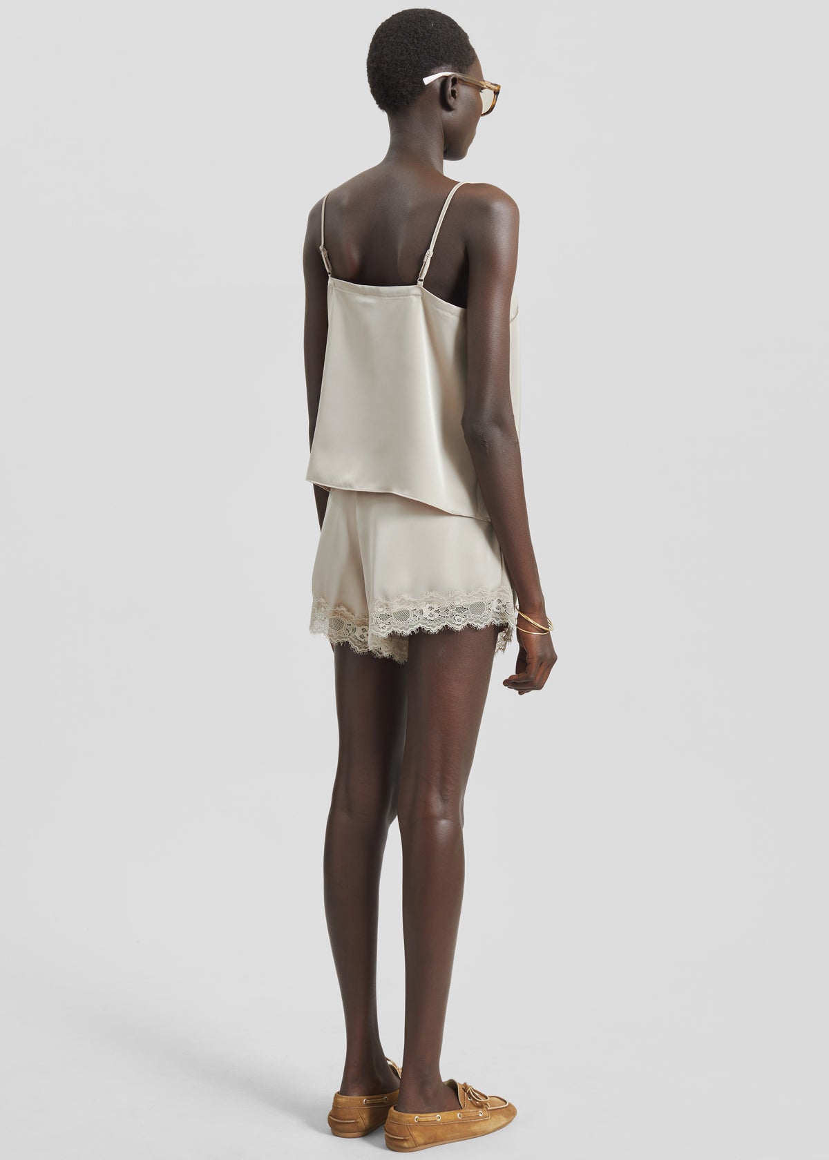 Varnell Satin Lace Top - Beige - 7