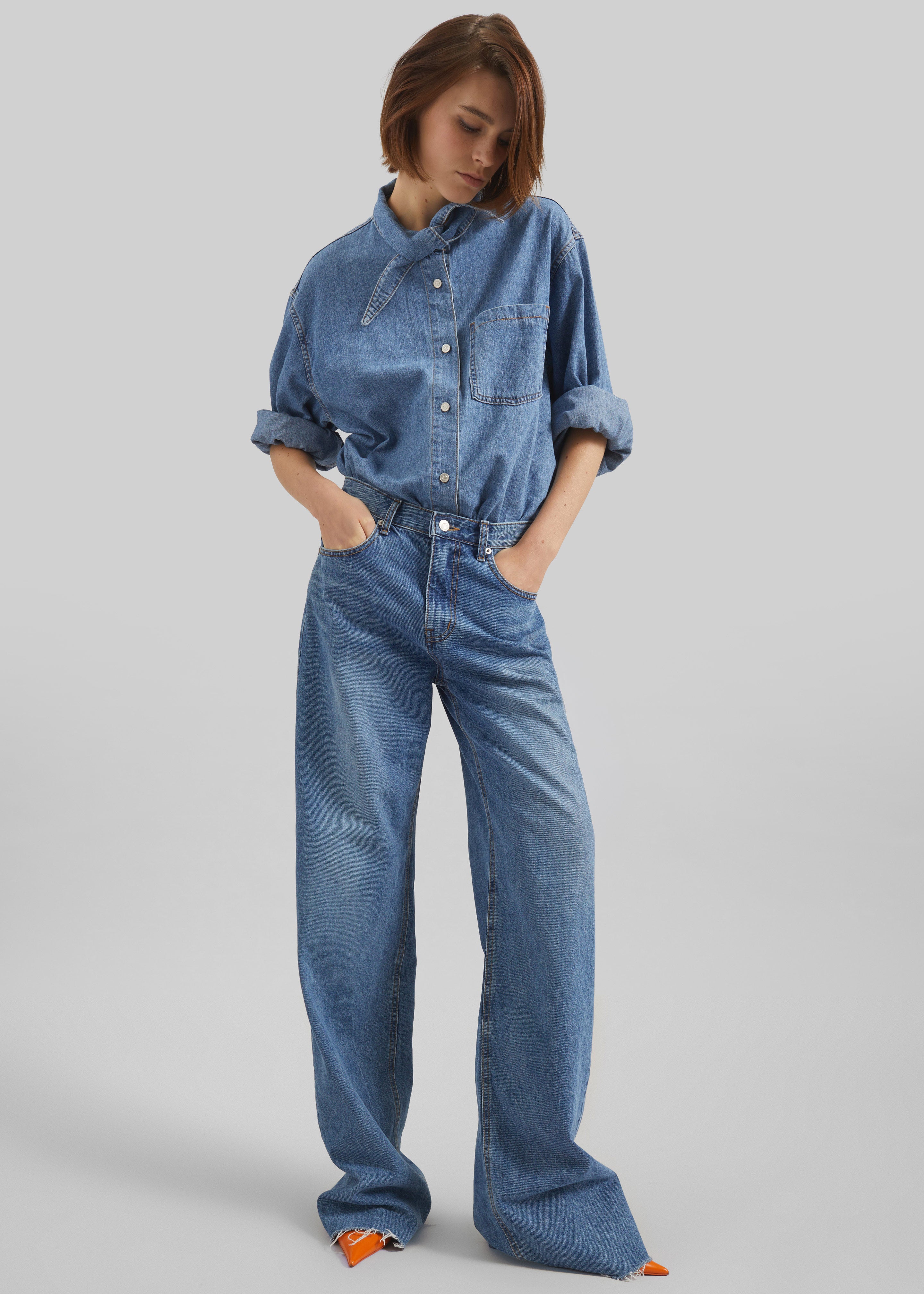 Varzy Denim Bubble-Hem Shorts - Medium Wash – The Frankie Shop