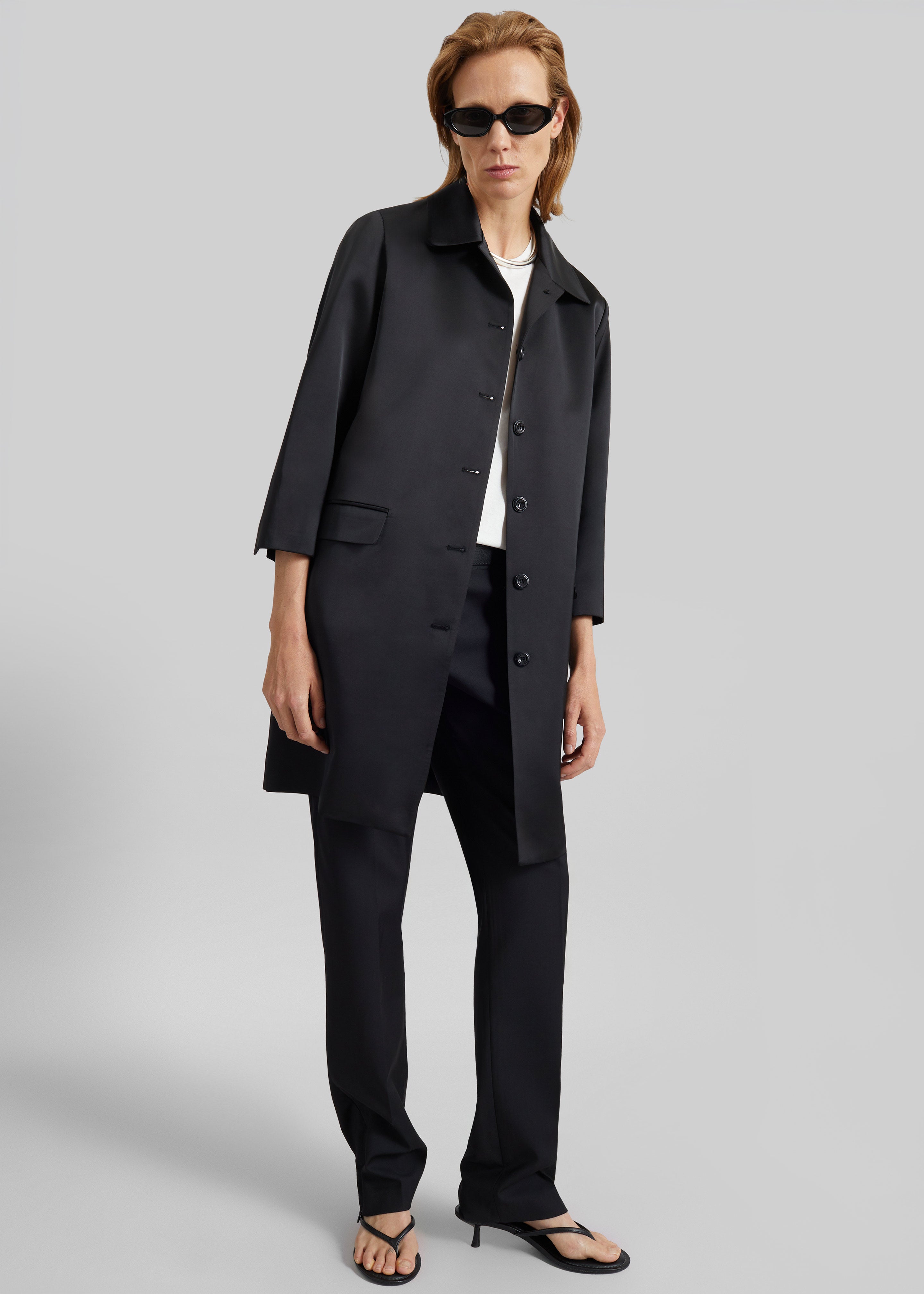 【MAVIMOON】Long jacket BLACK ジャケット Vavin Satin Long Jacket - Black – The Frankie Shop