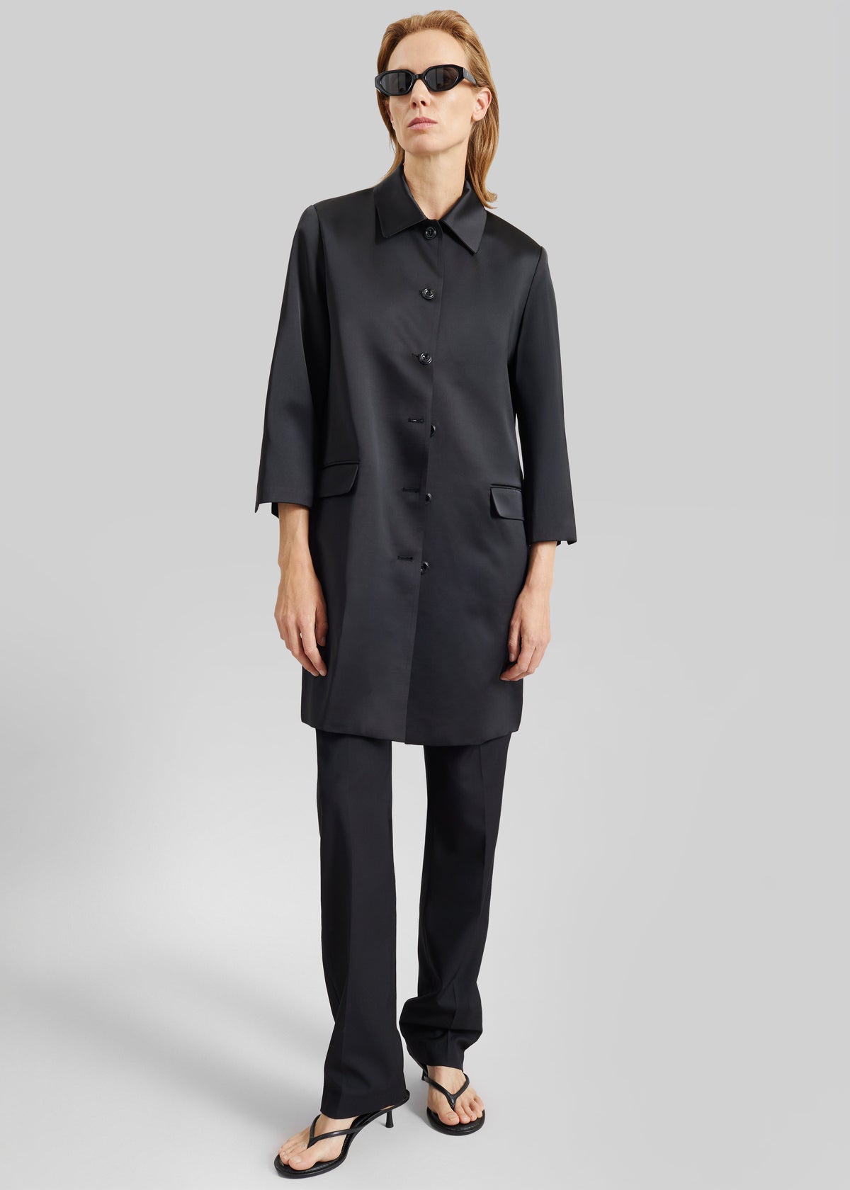 Vavin Satin Long Jacket - Black - 5