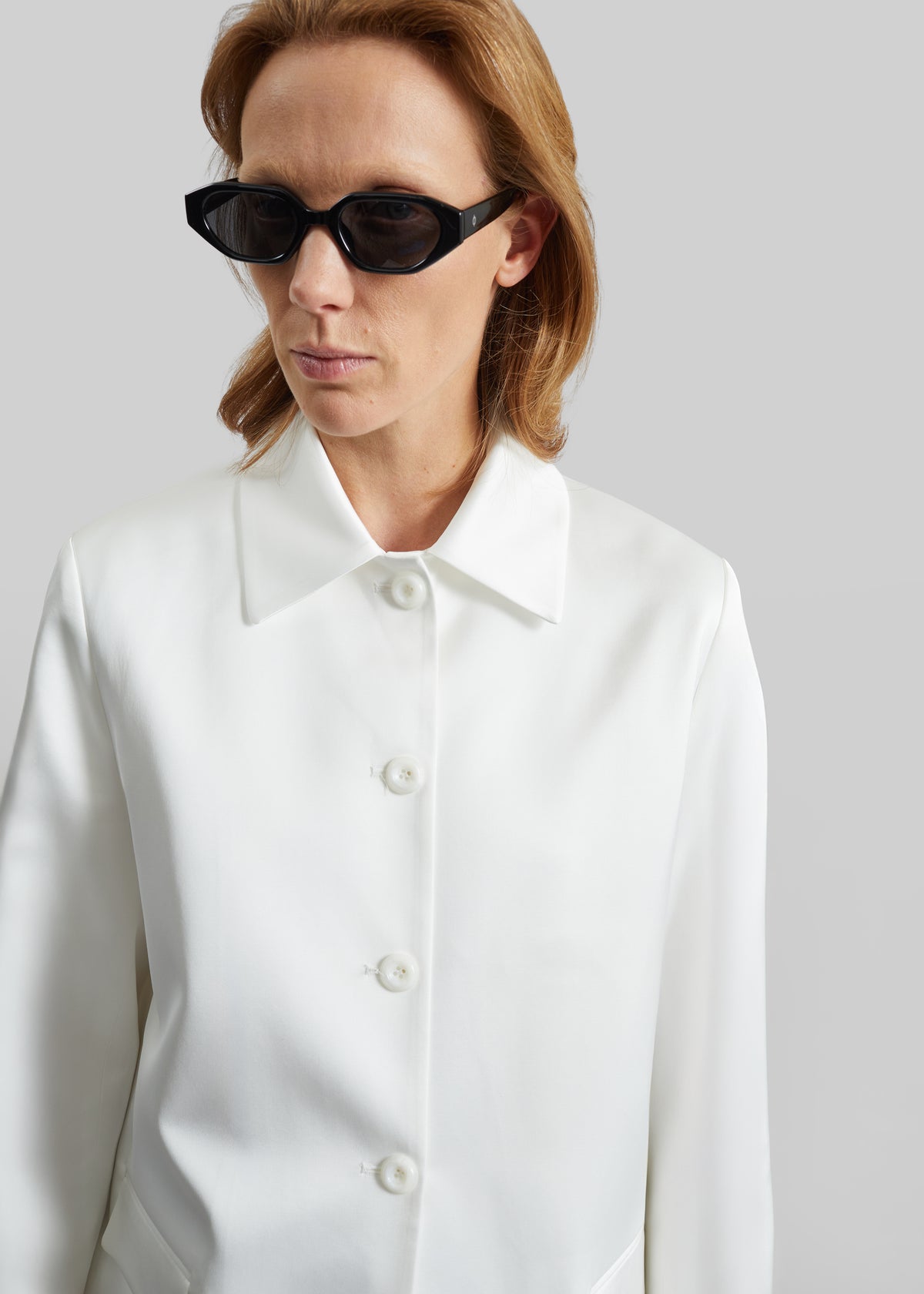 Vavin Satin Long Jacket - White - 4