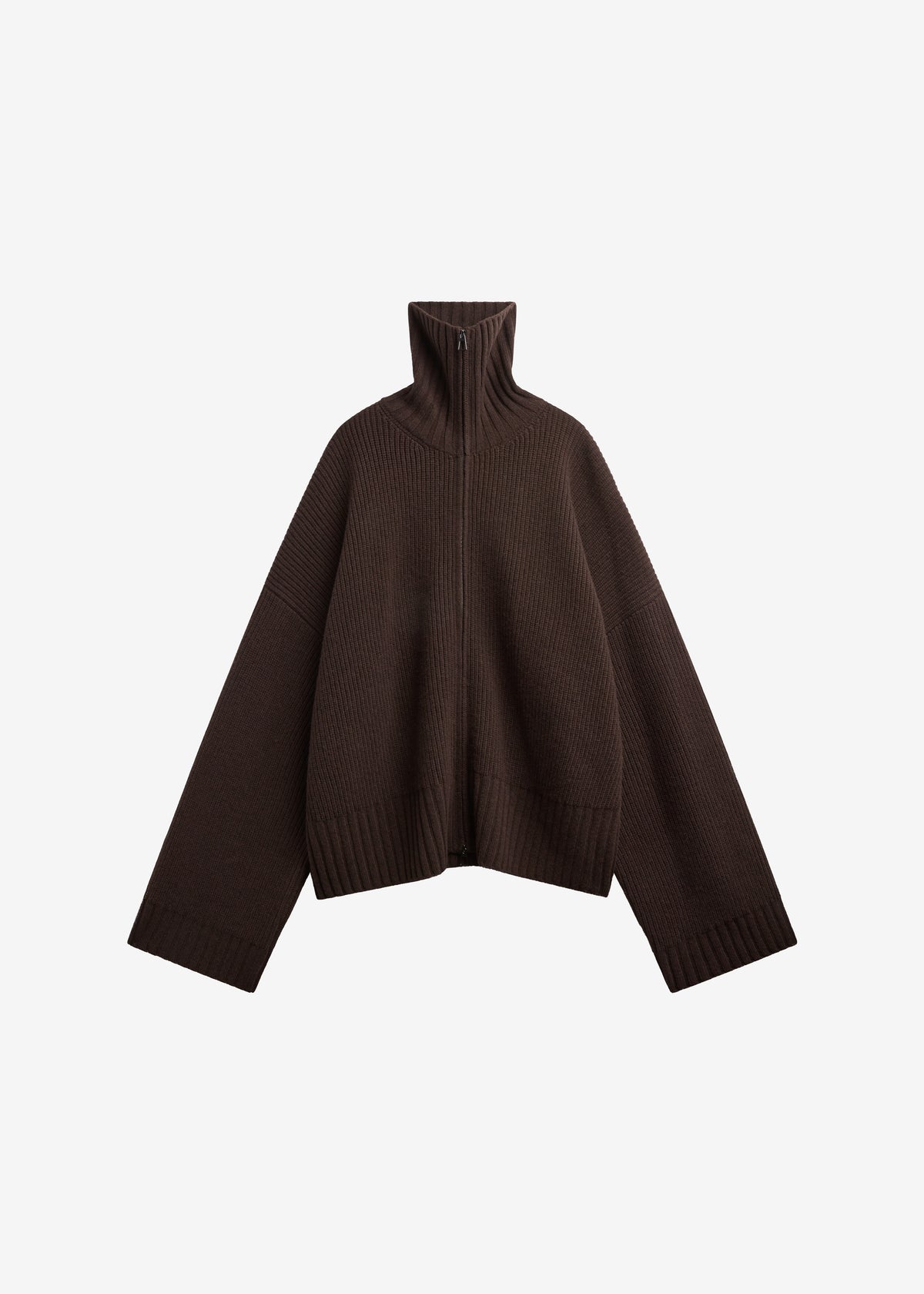 Veda Oversized Zip-Up Cardigan - Brown - 9