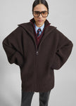 Veda Oversized Zip-Up Cardigan - Brown