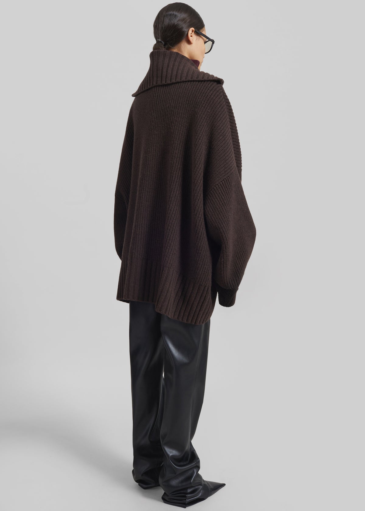 Veda Oversized Zip-Up Cardigan - Brown - 8