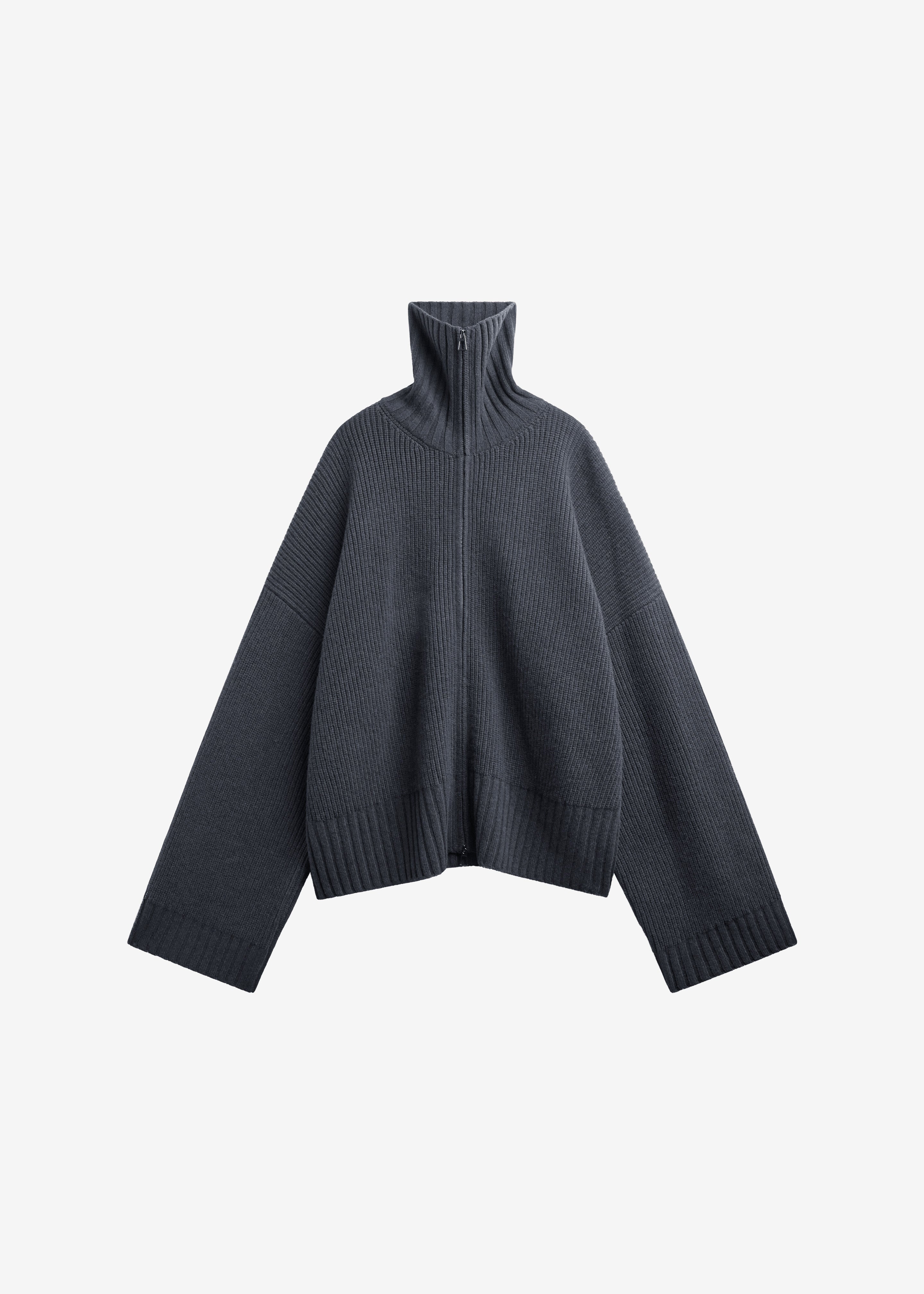 Veda Oversized Zip-Up Cardigan - Charcoal – The Frankie Shop