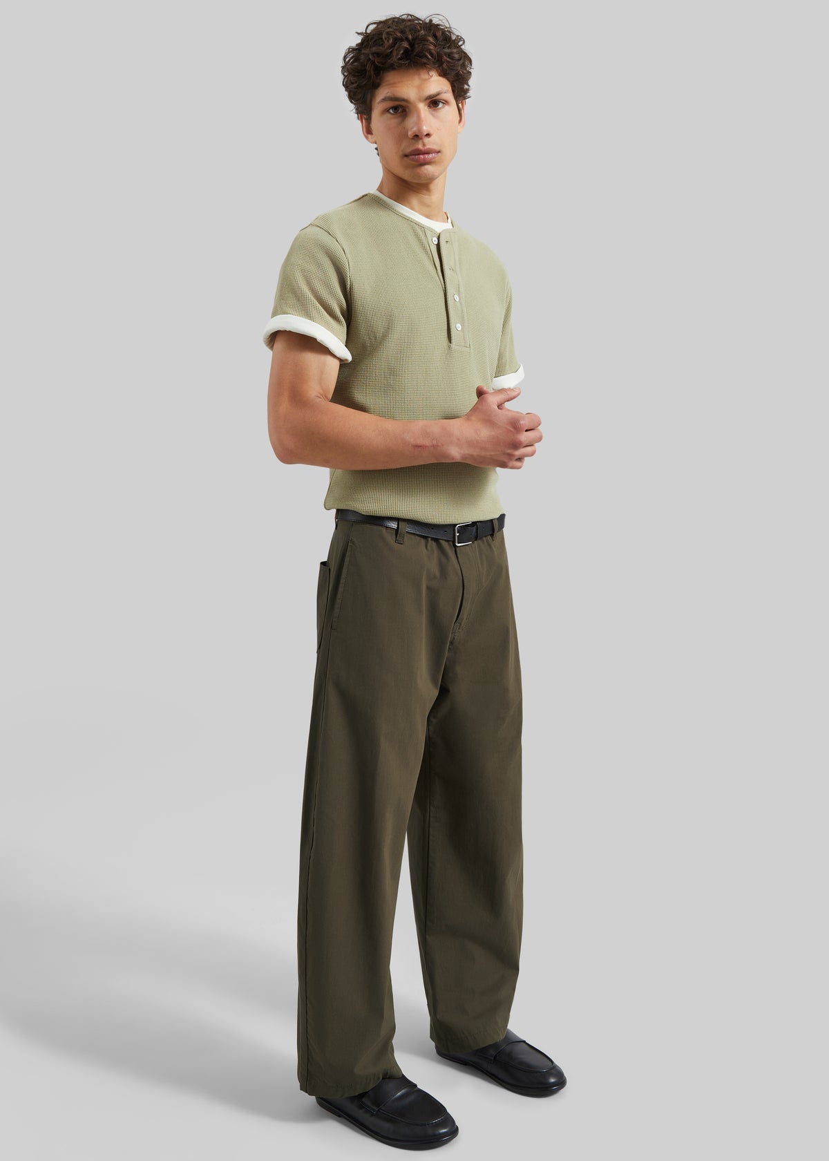 Velet Barrel Leg Pants - Olive Brown - 1