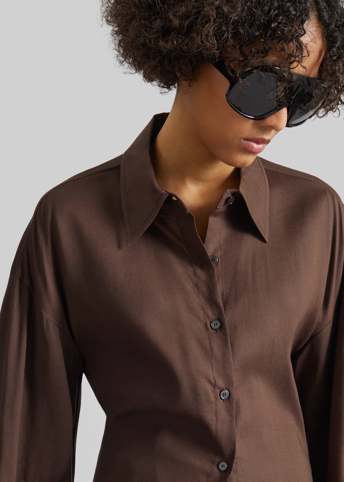 Velia Cut-Out Back Shirt - Brown - 7