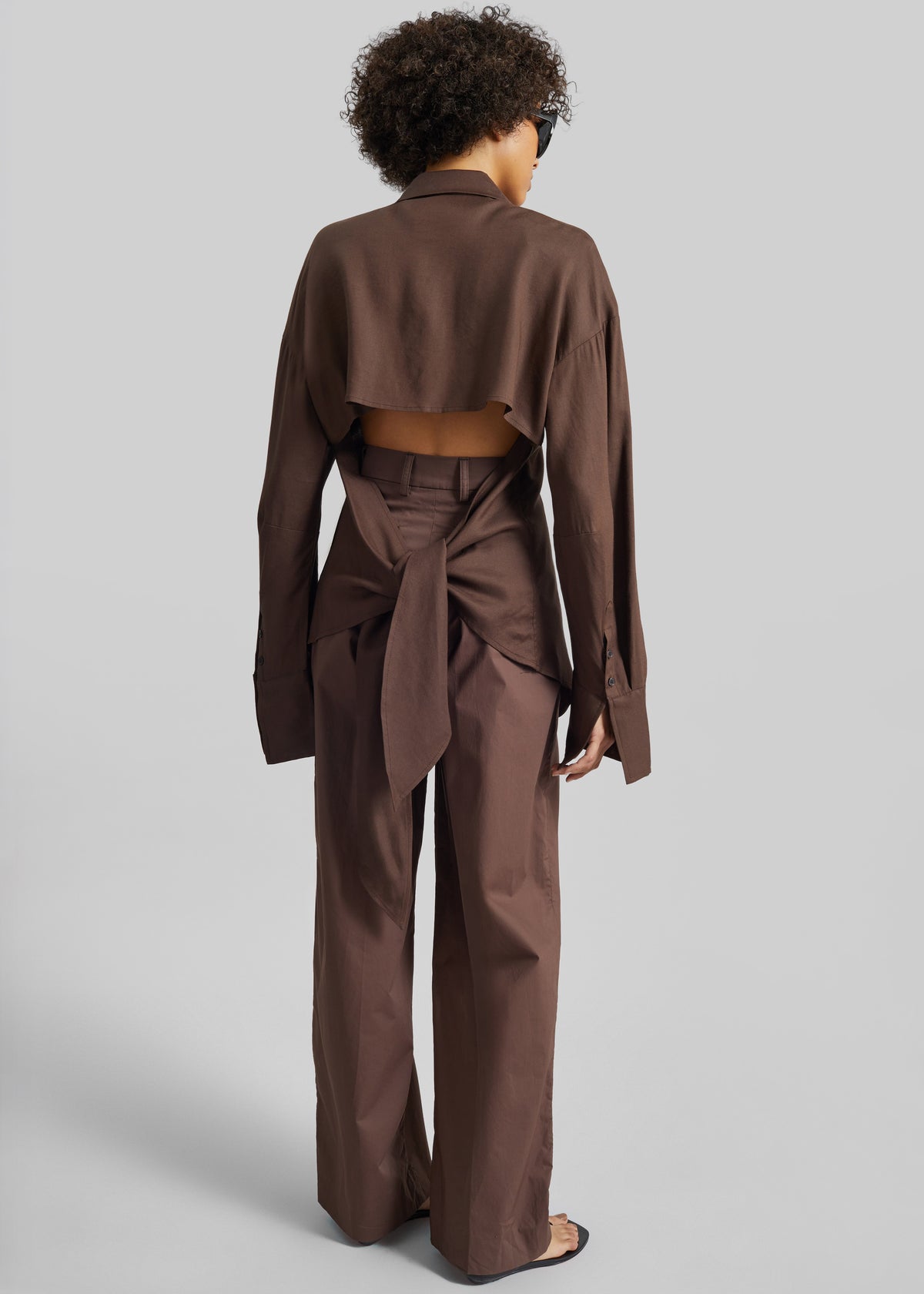 Velia Cut-Out Back Shirt - Brown - 9