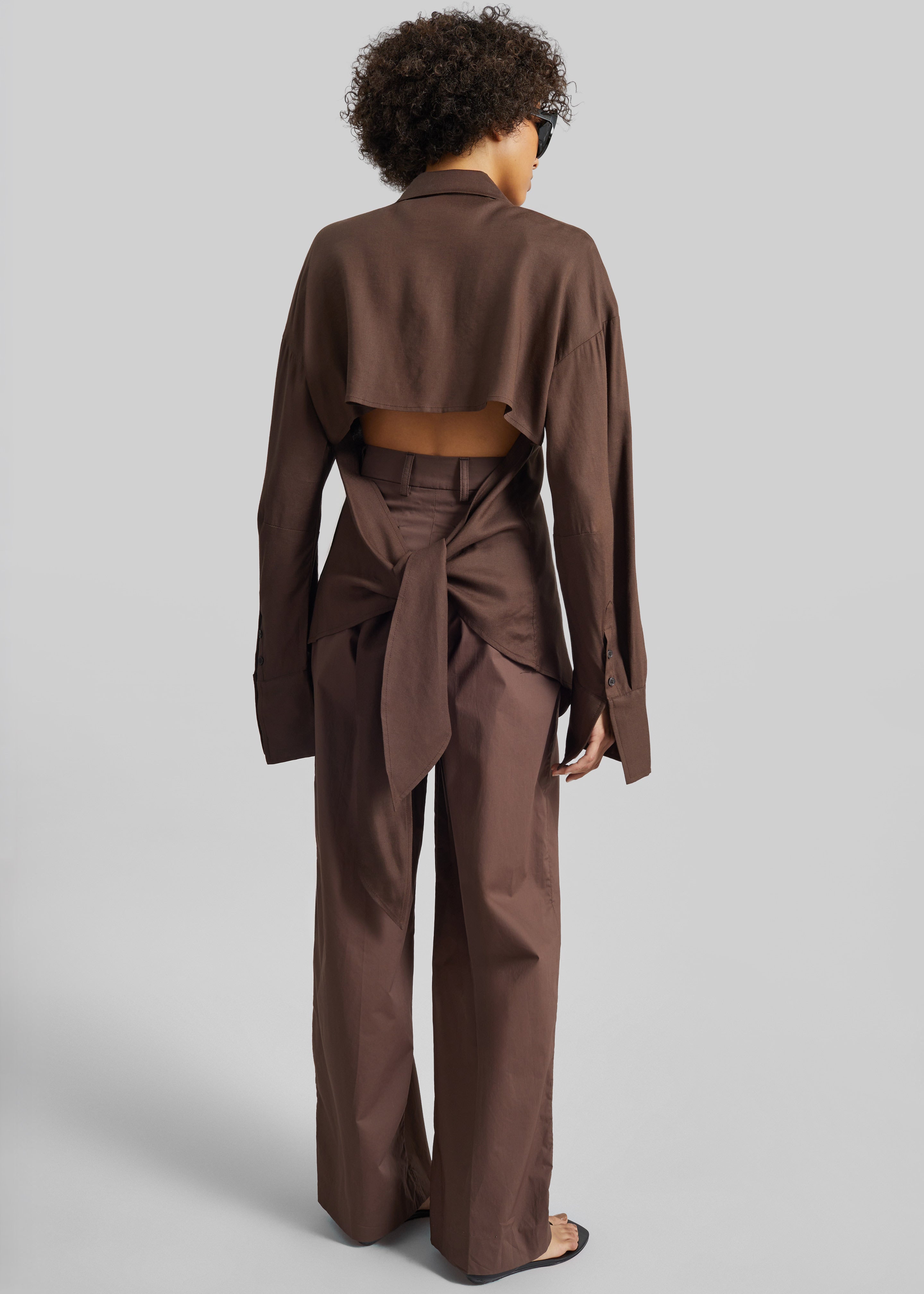 Velia Cut-Out Back Shirt - Brown - 9