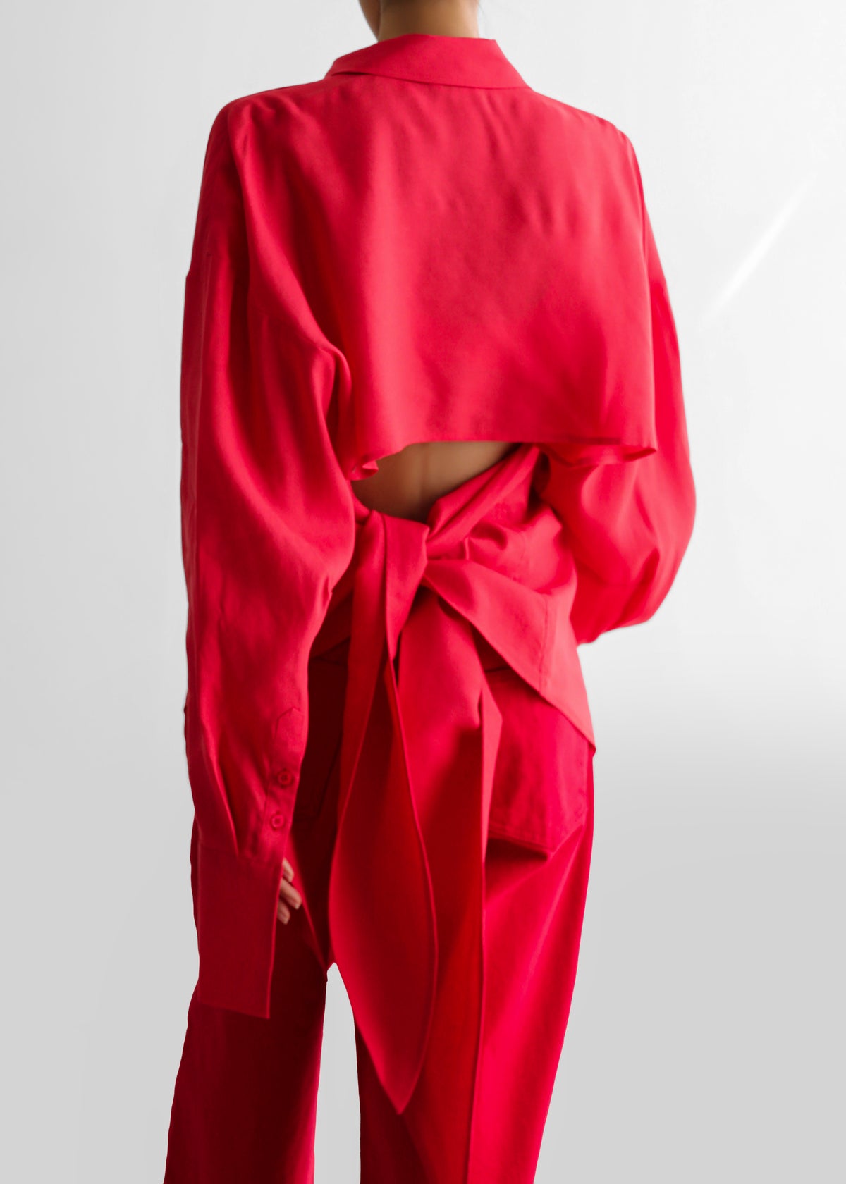 Velia Cut-Out Back Shirt - Red - 6