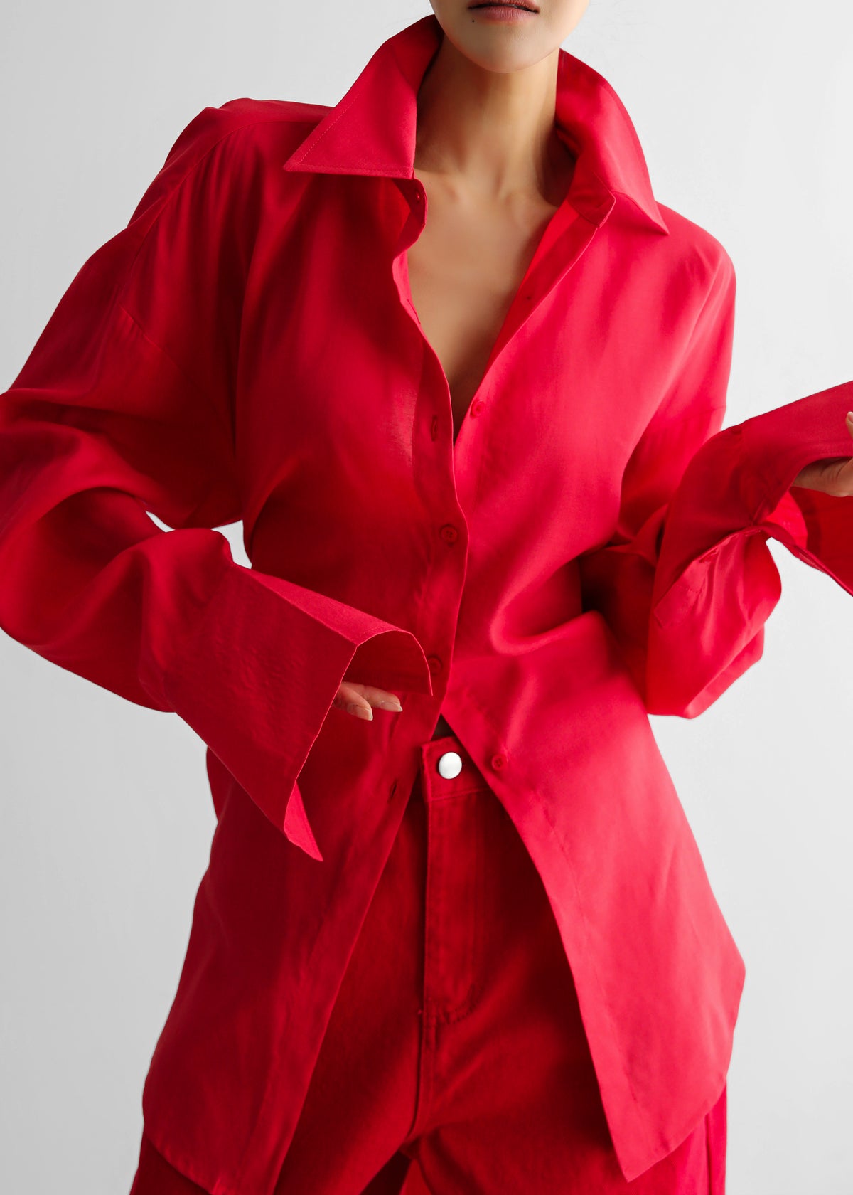 Velia Cut-Out Back Shirt - Red - 8