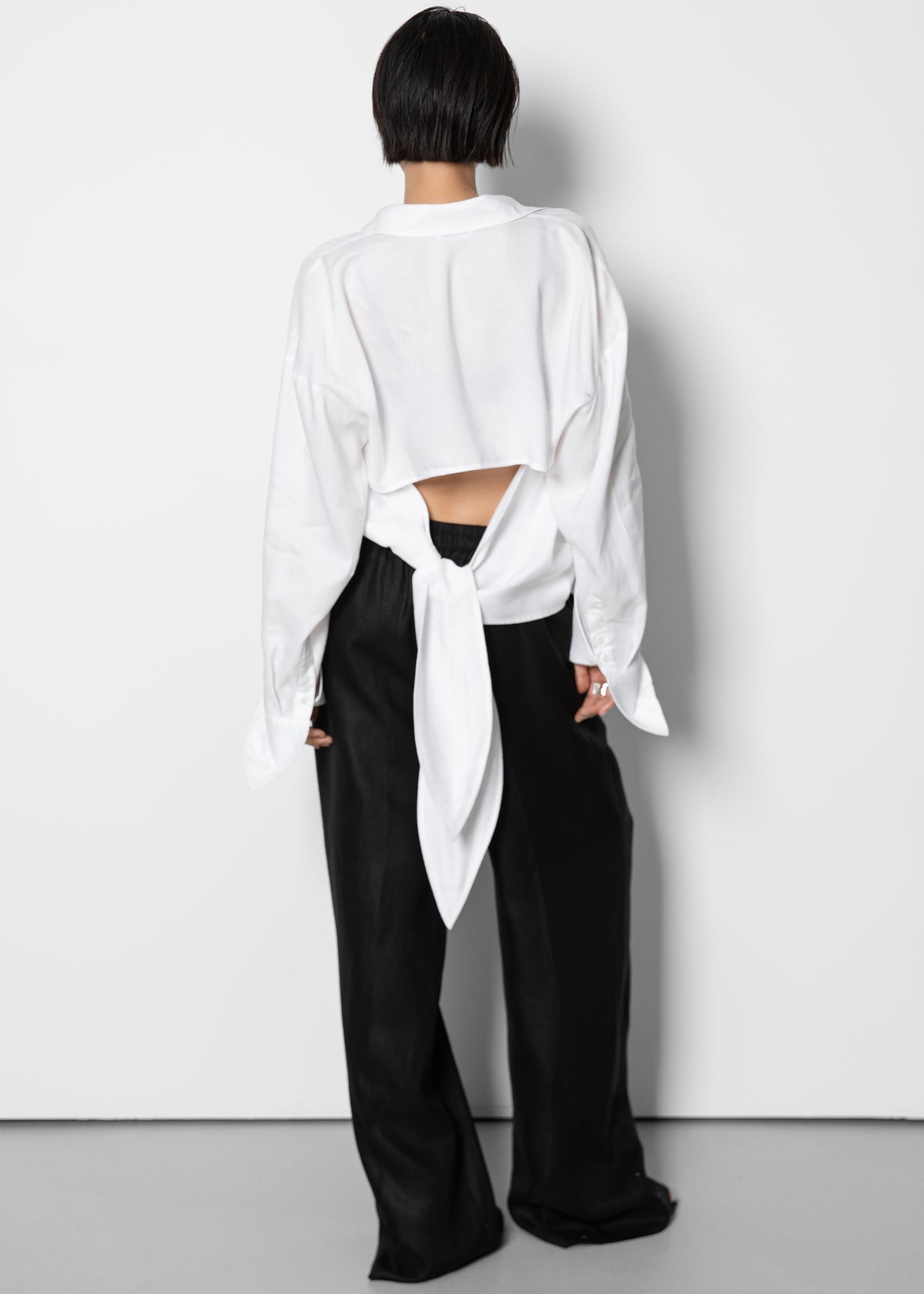 Velia Cut-Out Back Shirt - White - 1