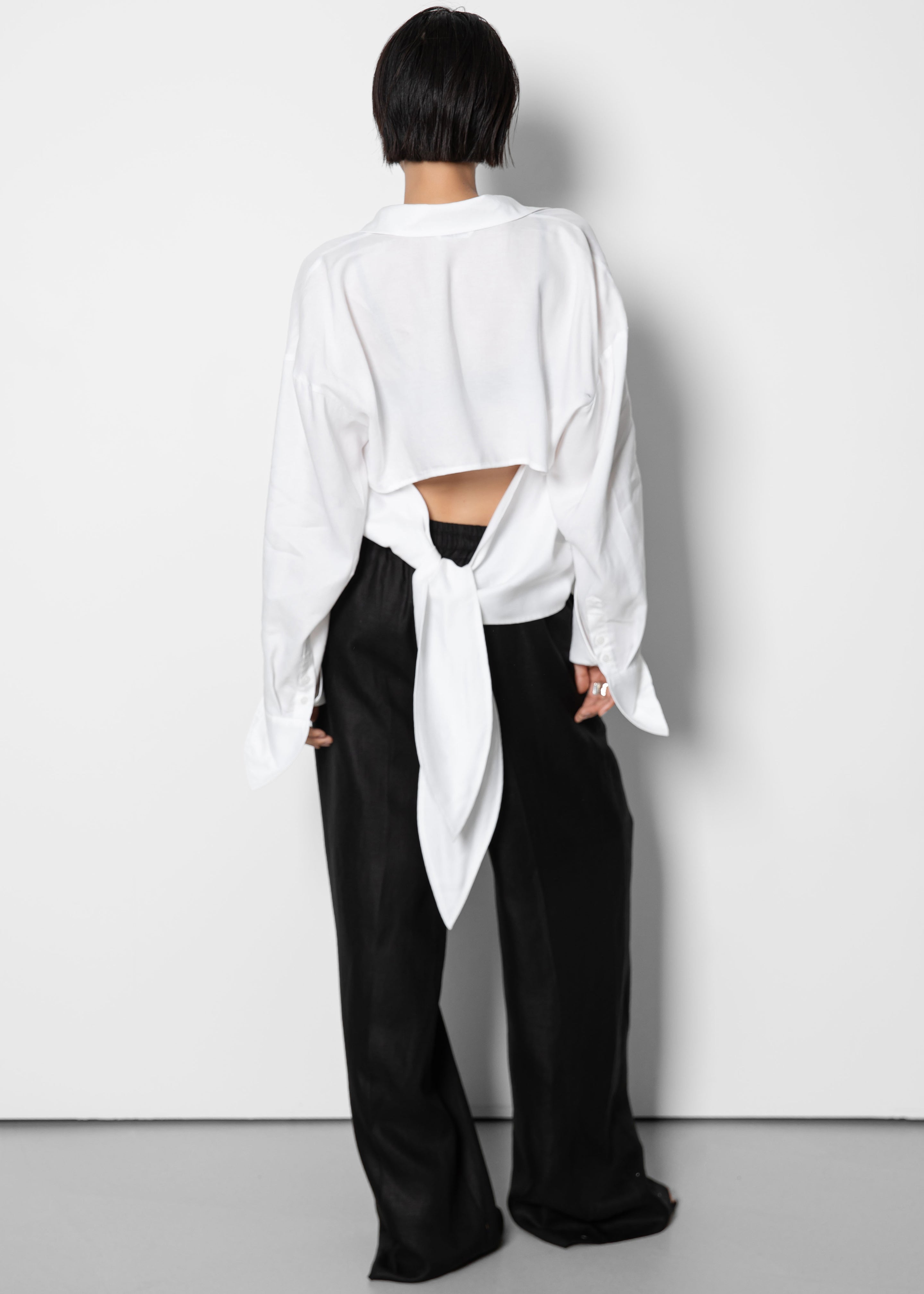 Velia Cut-Out Back Shirt - White - 1