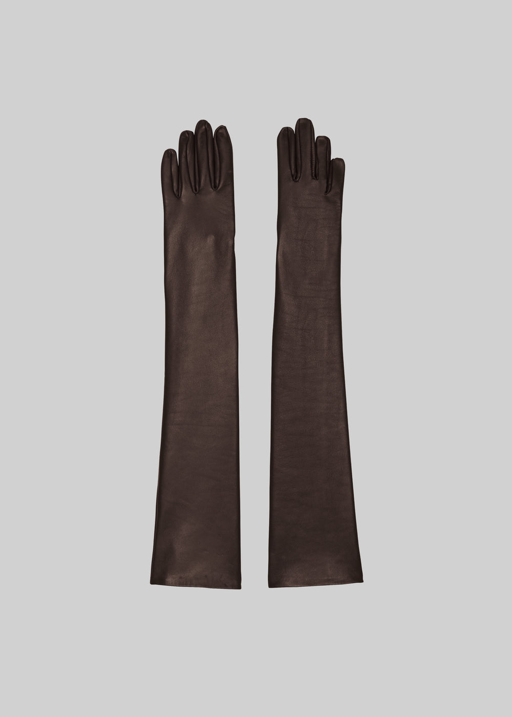 Veneto Long Leather Gloves - Dark Brown - 1
