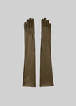 Veneto Long Leather Gloves - Dark Olive