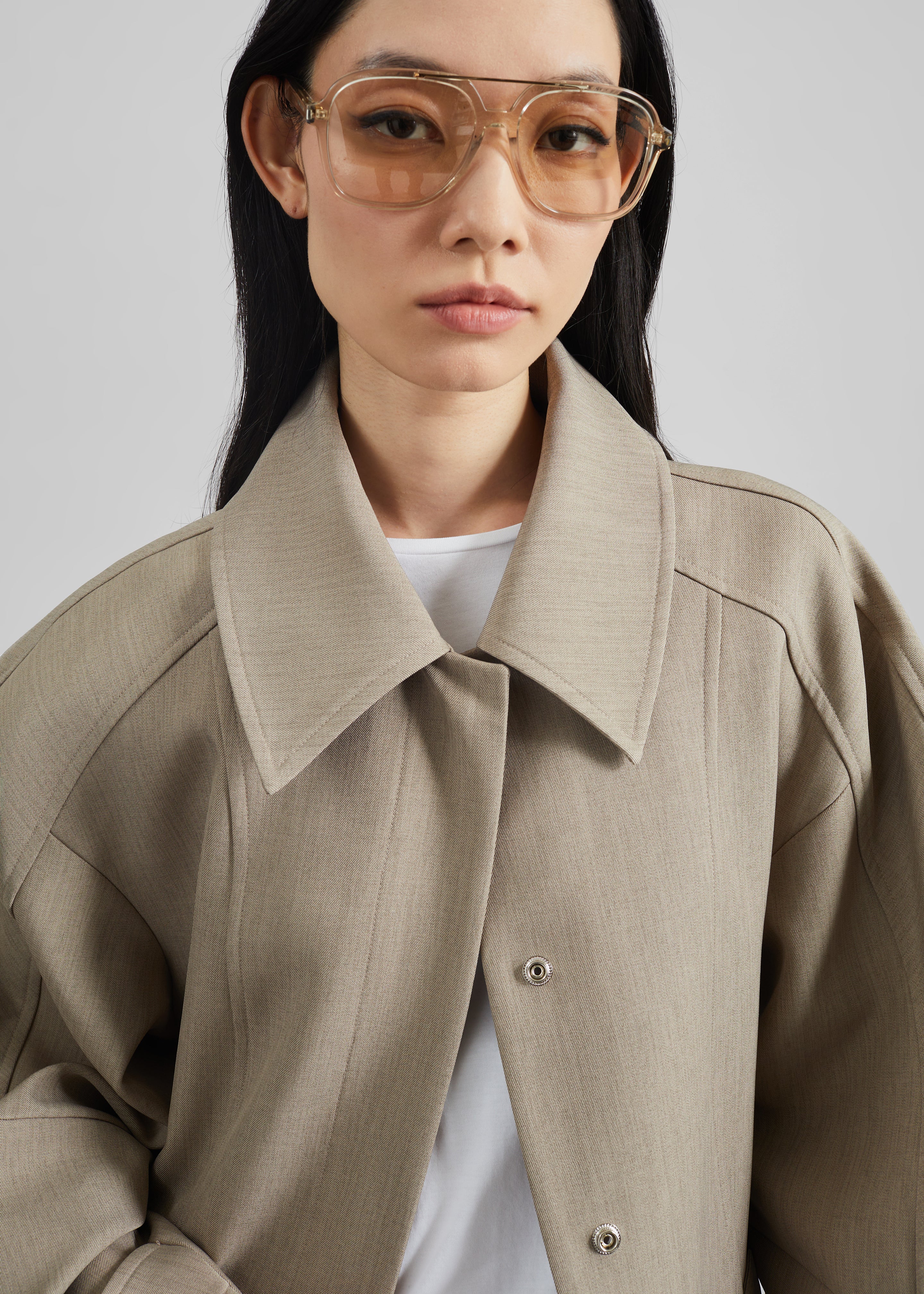 Venlo Curve Sleeve Belted Jacket - Beige - 6