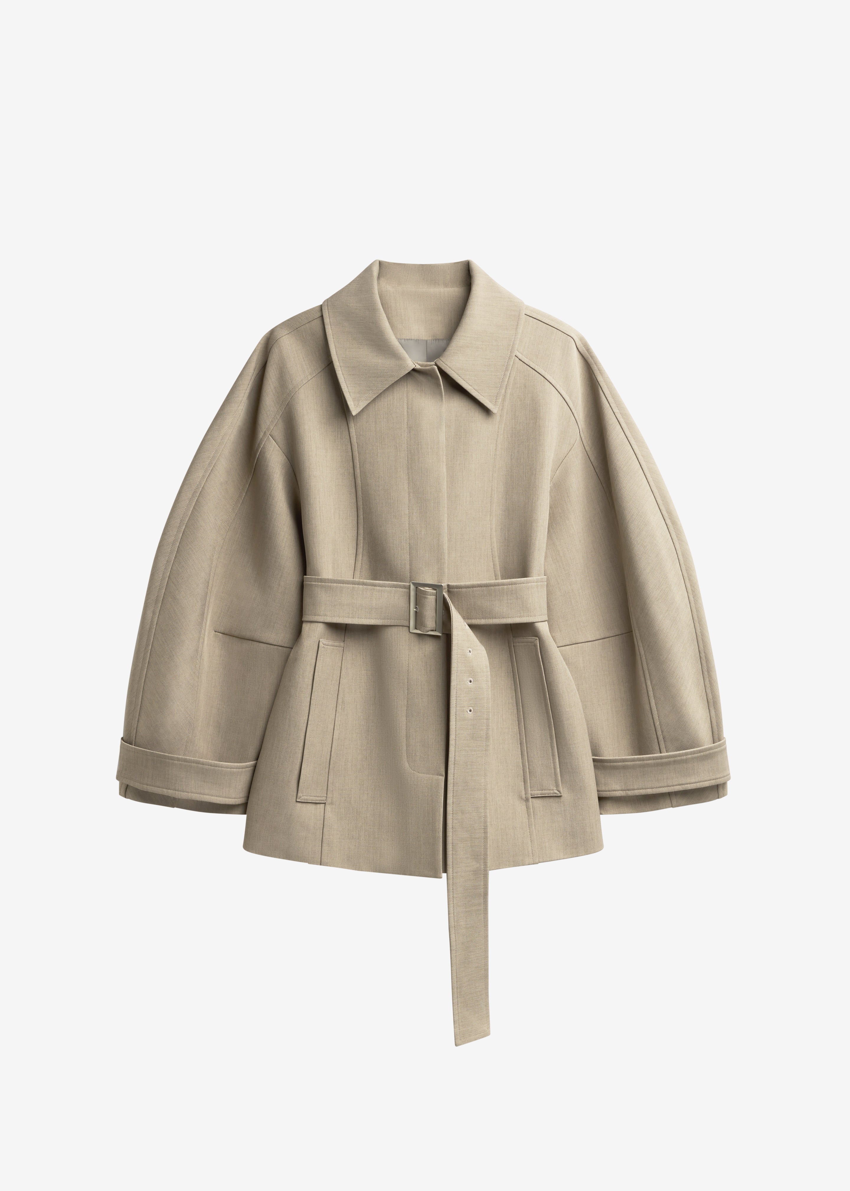 Venlo Curve Sleeve Belted Jacket - Beige – The Frankie Shop