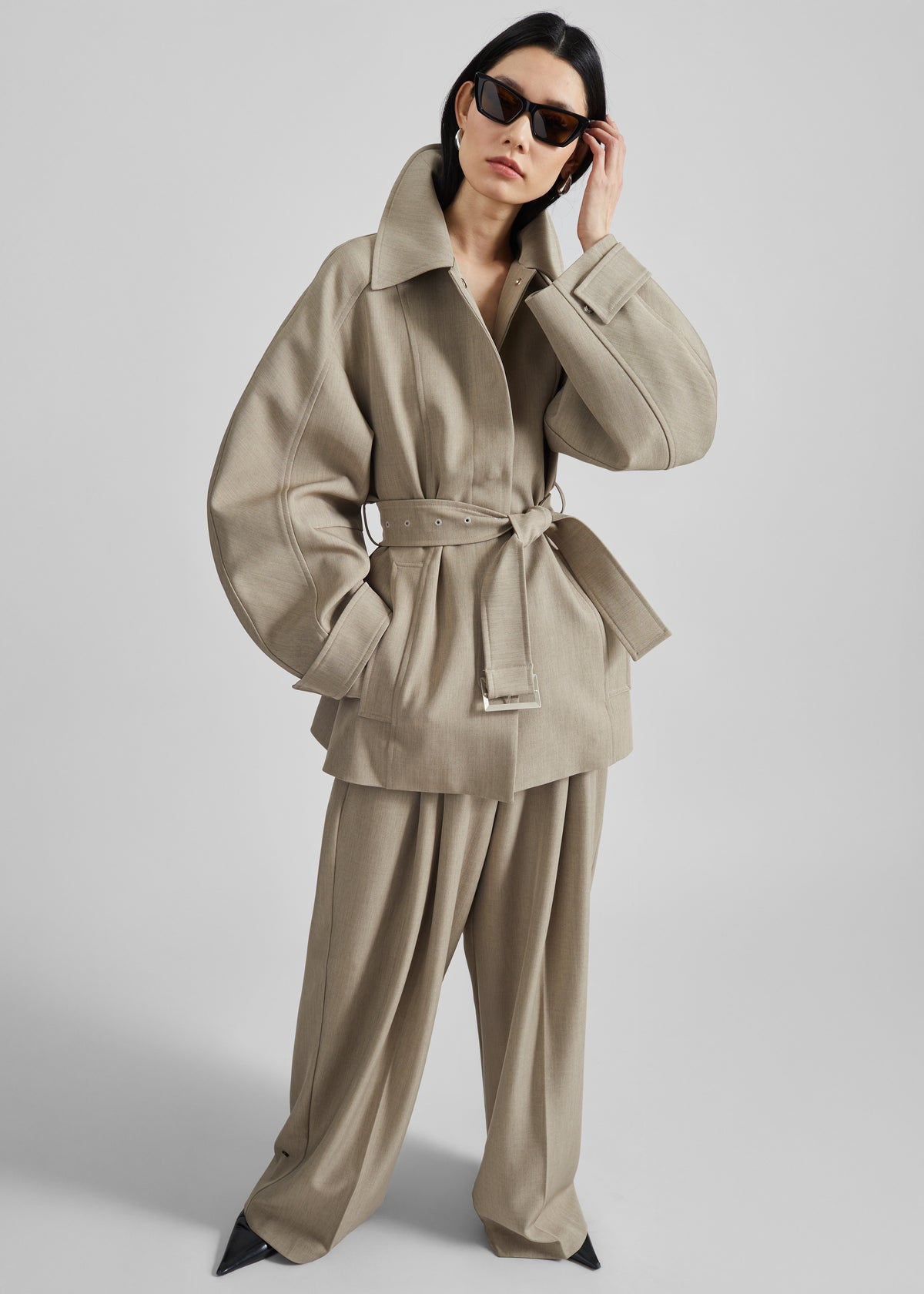 Venlo Pleated Trousers - Beige - 3