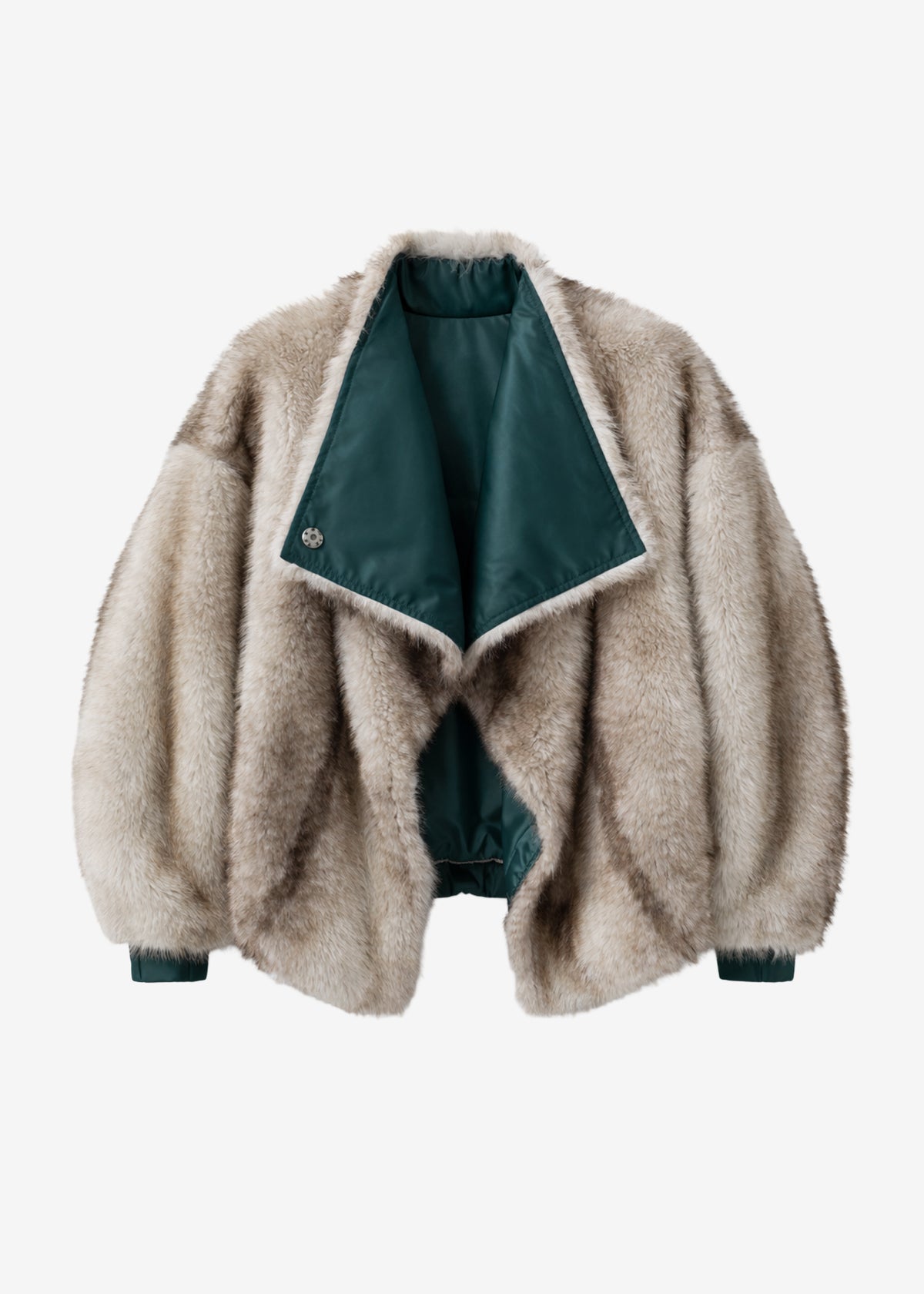 Vera Faux Fur Reversible Short Coat - Beige/Green - 6