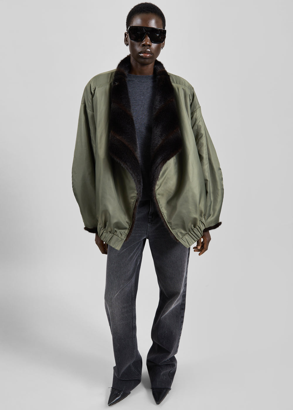 Vera Faux Fur Reversible Short Coat - Brown/Green