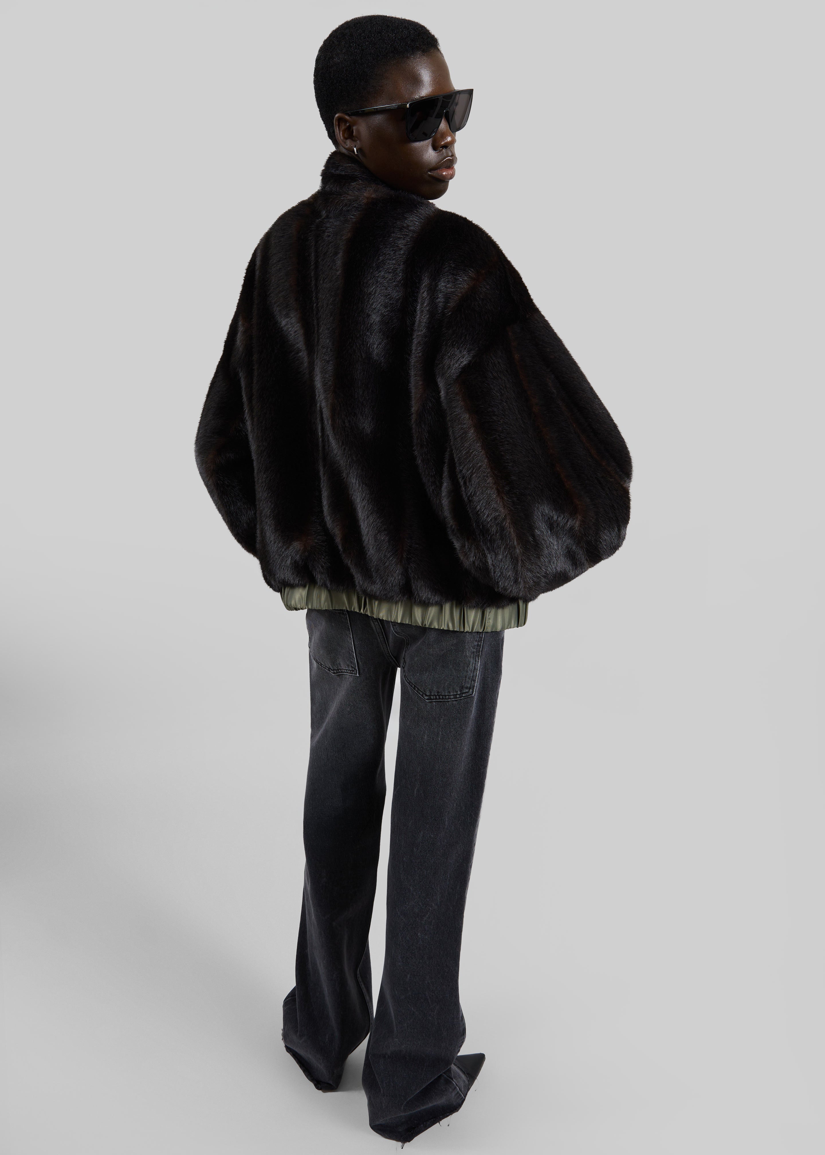 Vera Faux Fur Reversible Short Coat - Brown/Green - 6