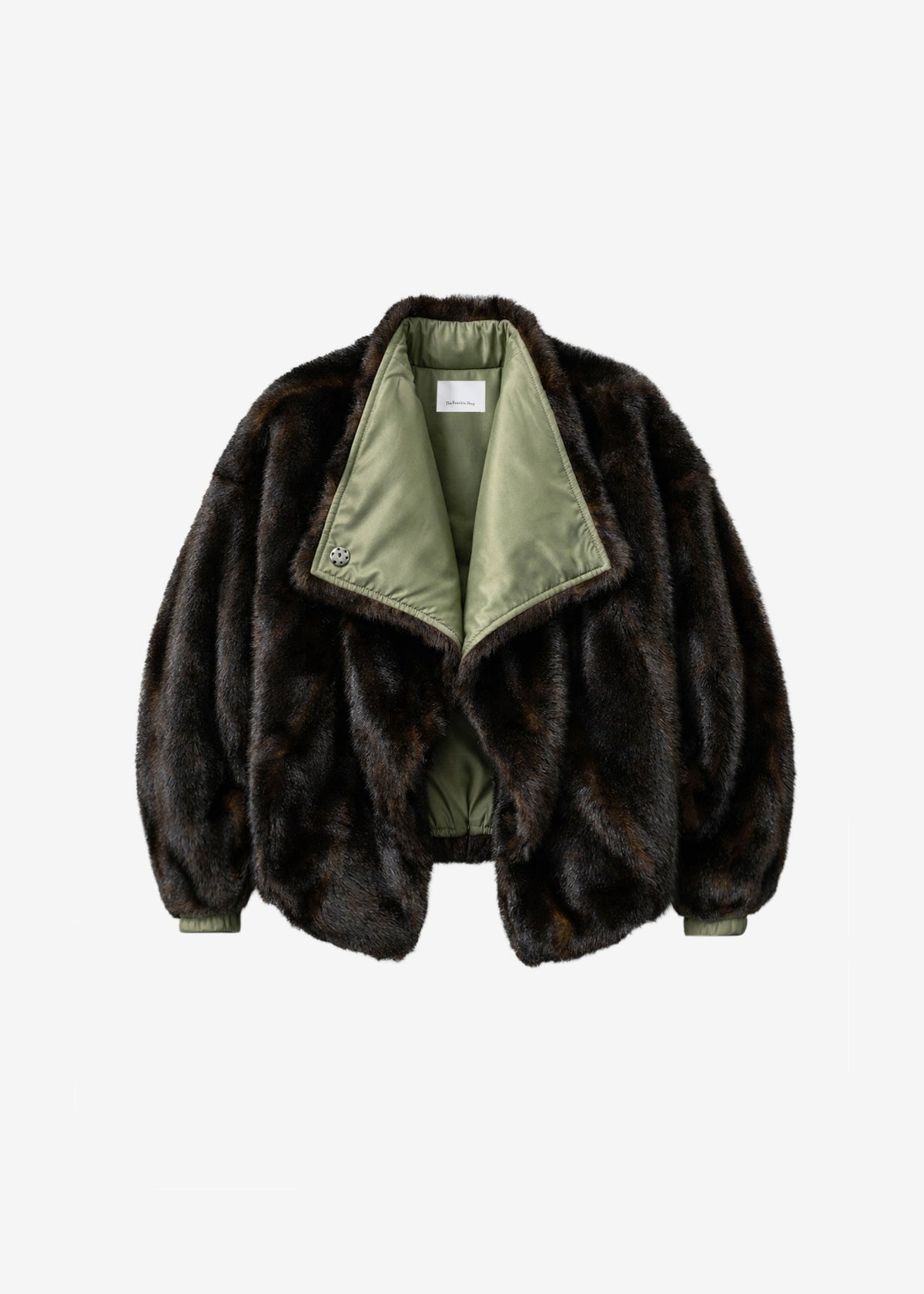 Vera Faux Fur Reversible Short Coat - Brown/Green - 7