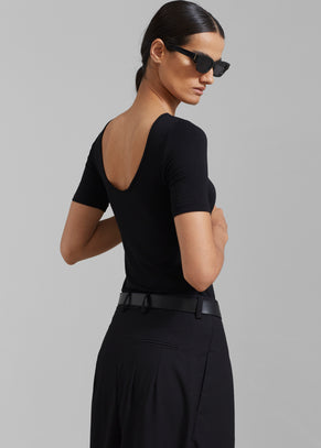 Vera Scoop Back Shirt - Black