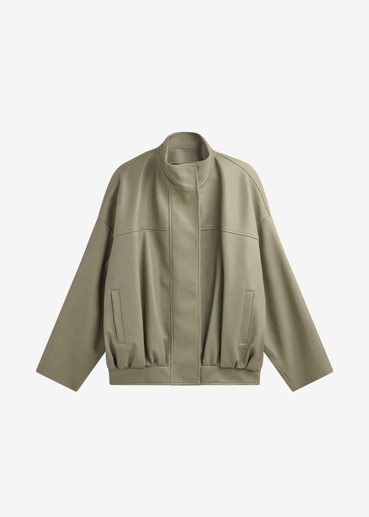Veren Faux Leather Bomber Jacket - Sage - 11