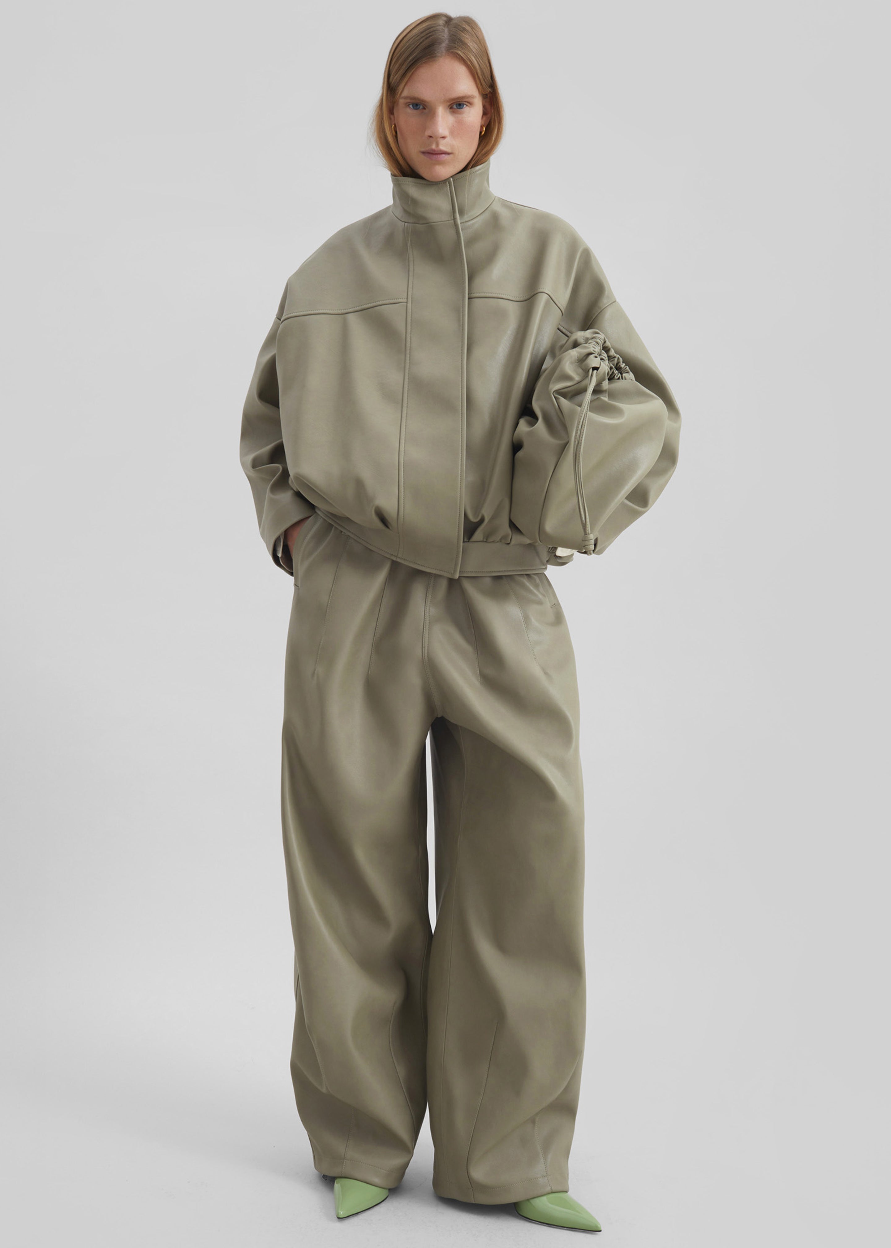Veren Faux Leather Bomber Jacket - Sage – The Frankie Shop