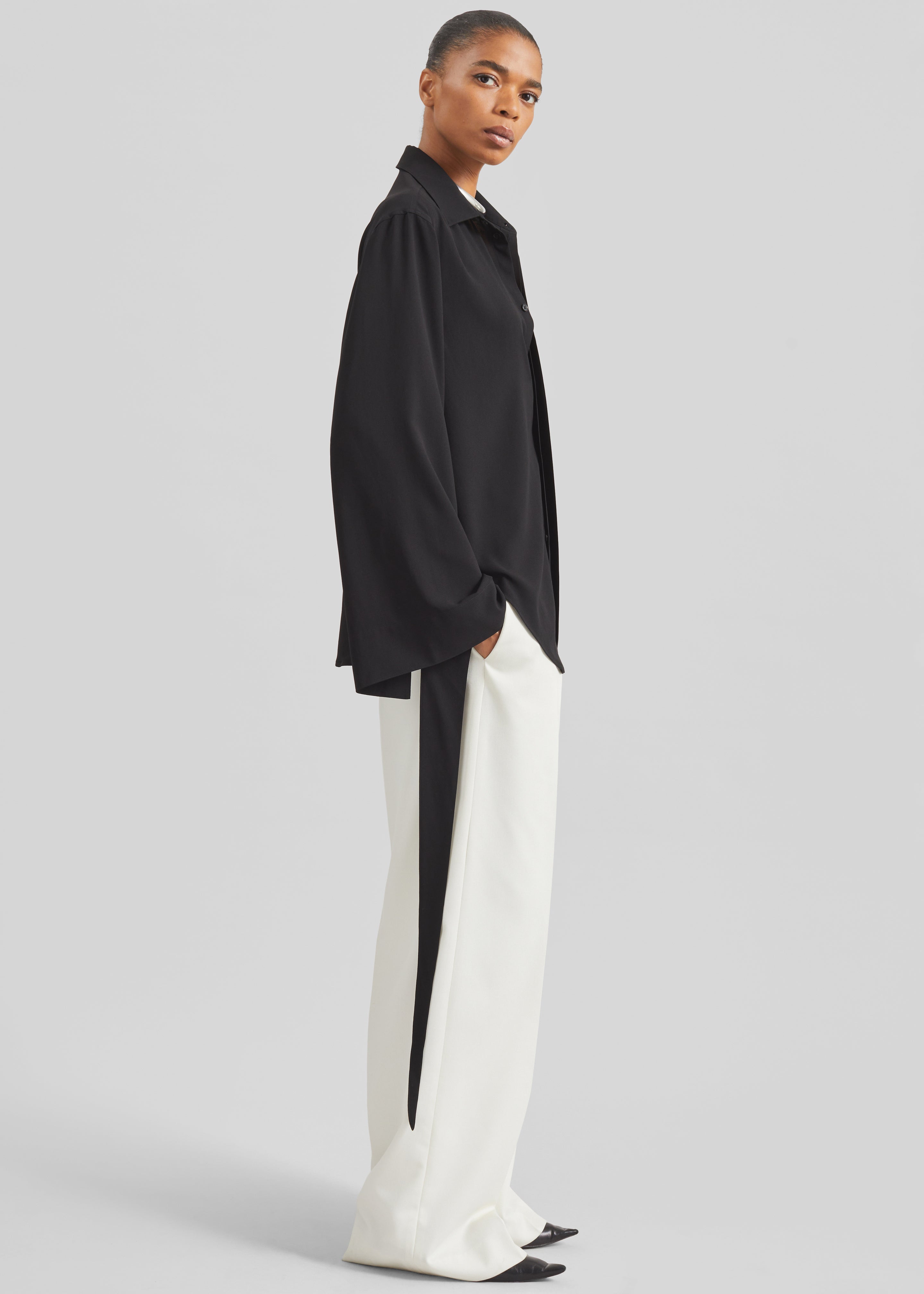 Verlin Sheer Chiffon Tie Cuff Shirt - Black – The Frankie Shop