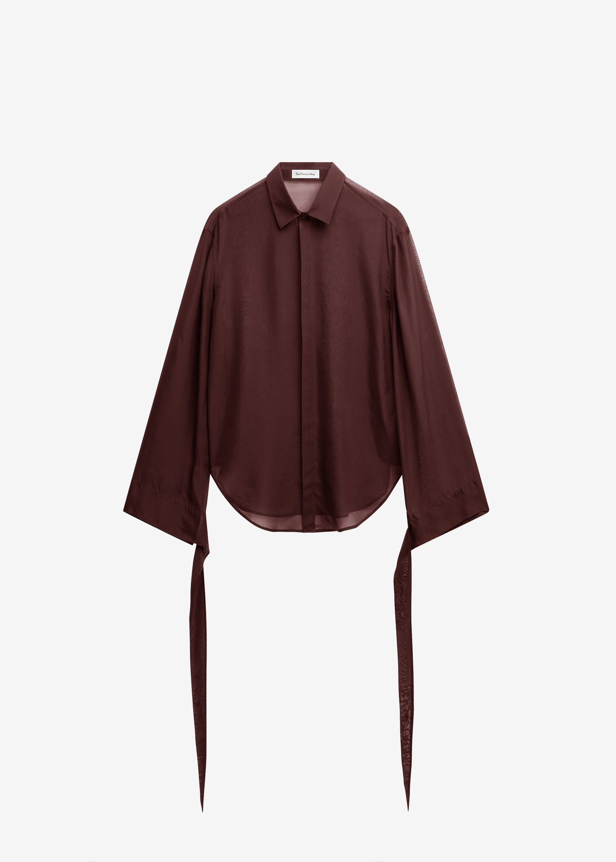 Verlin Sheer Chiffon Tie Cuff Shirt - Burgundy - 11