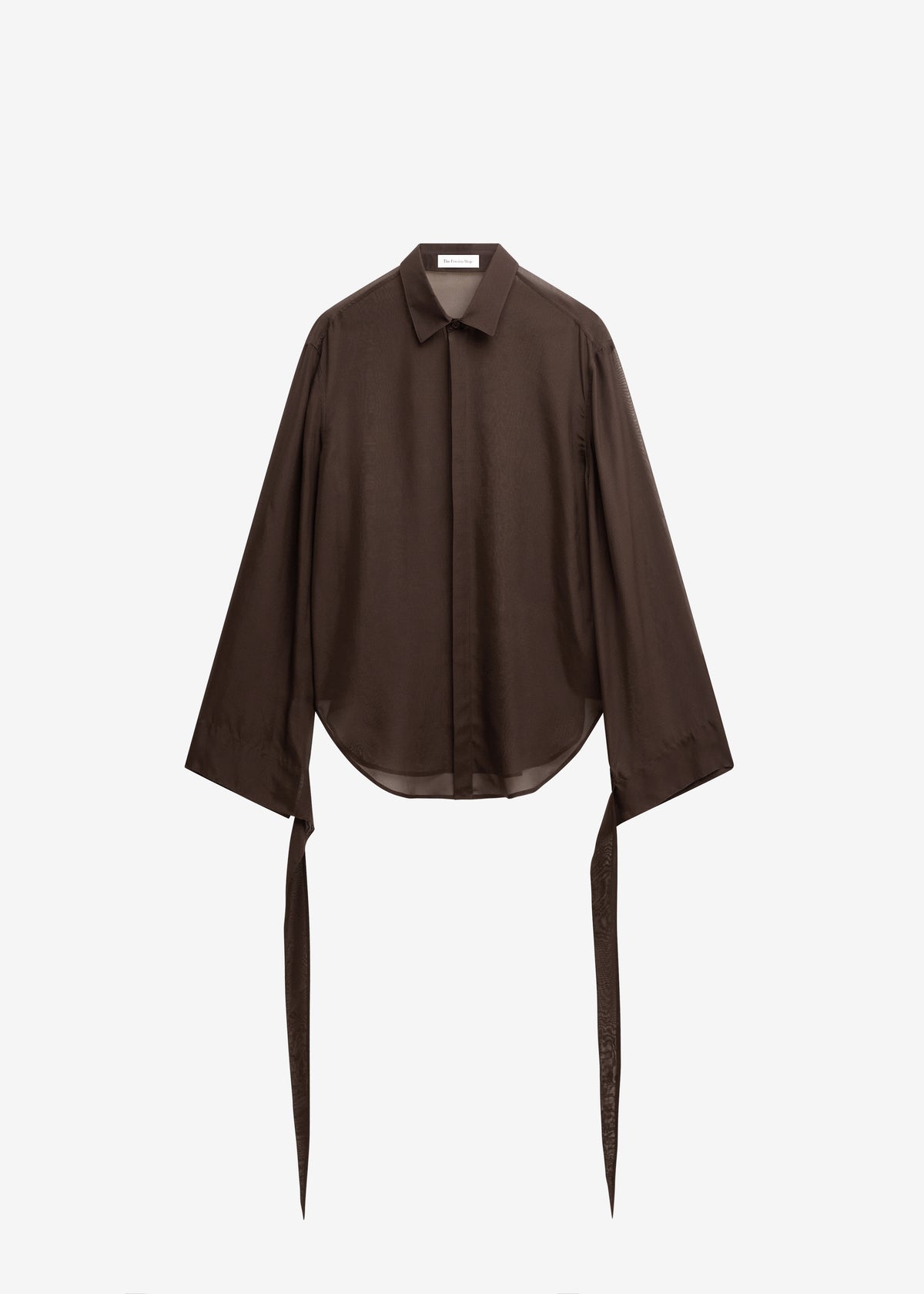 Verlin Sheer Chiffon Tie Cuff Shirt - Dark Brown - 8