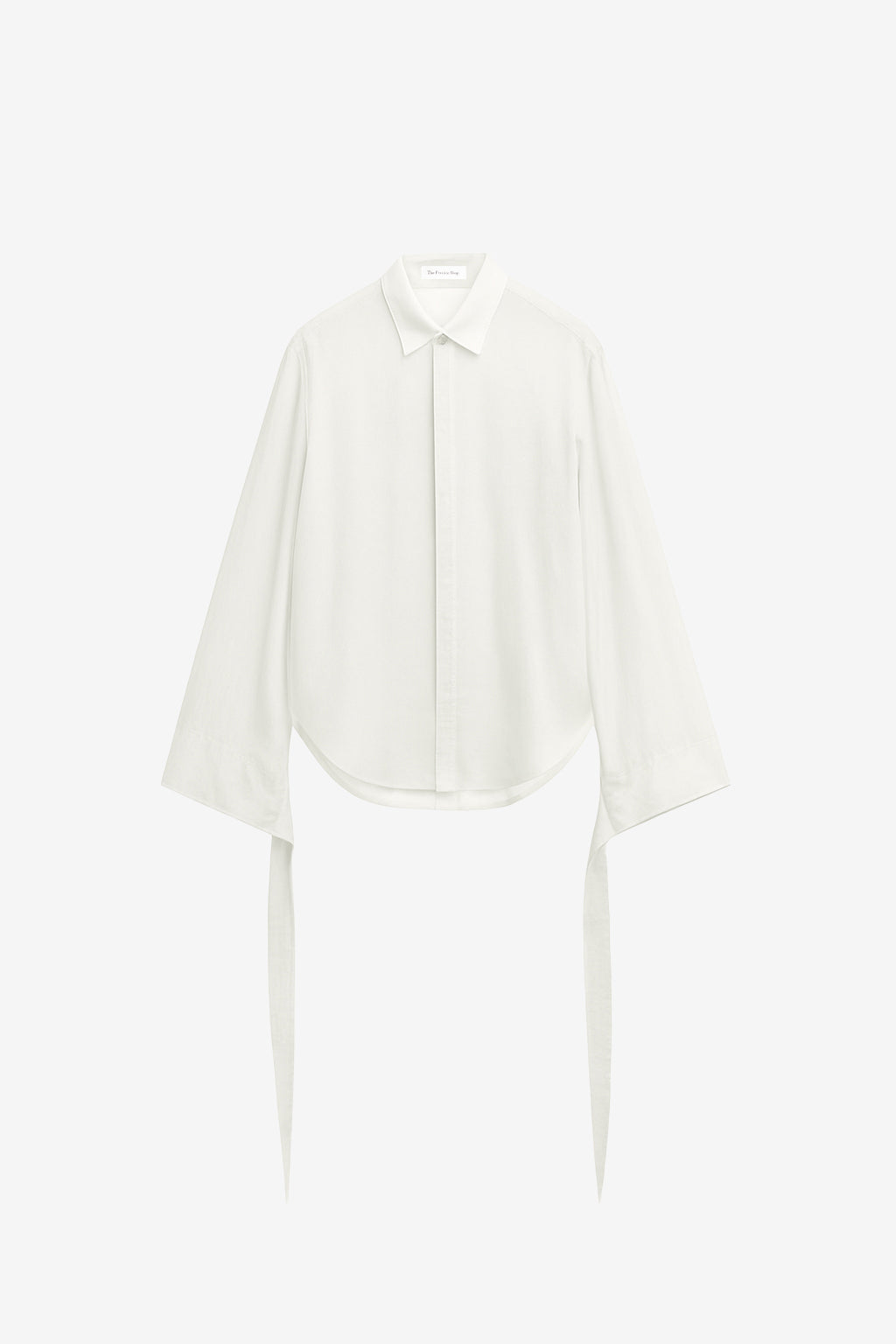 Verlin Sheer Chiffon Tie Cuff Shirt - White - 7