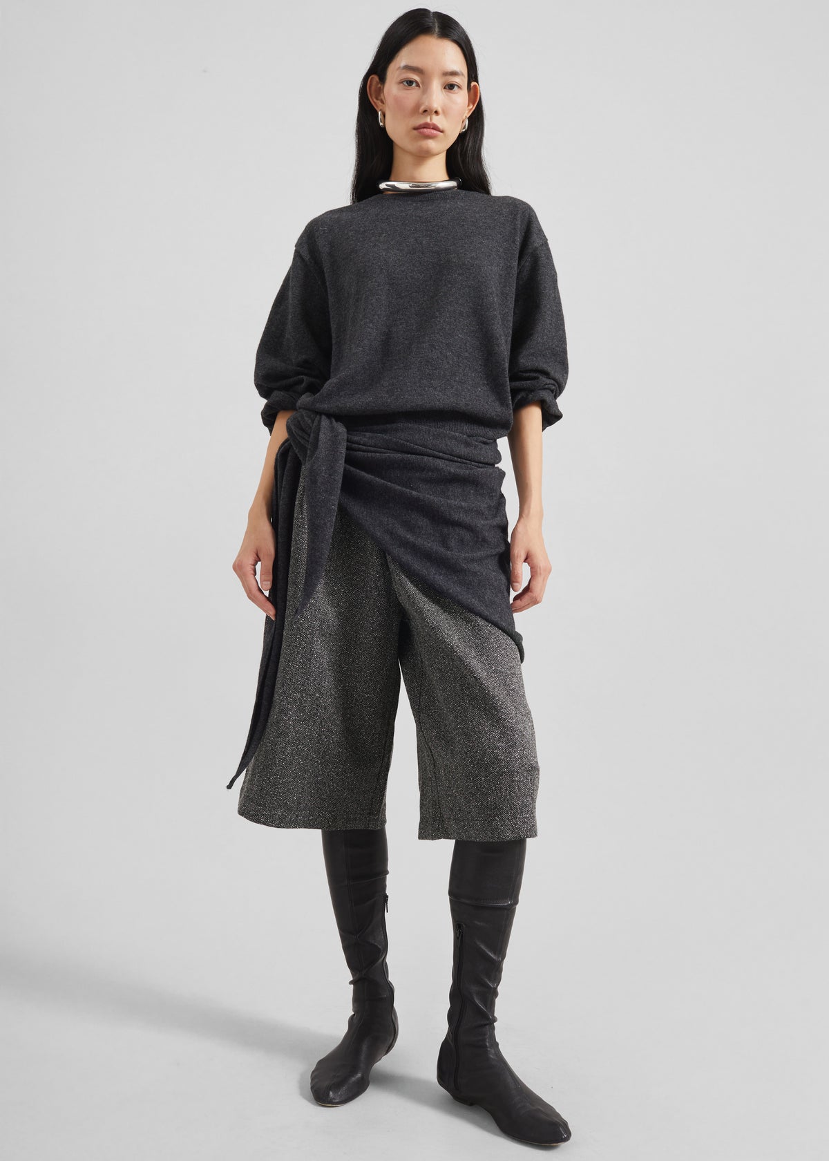 Vermont Scarf Sweater - Charcoal - 1