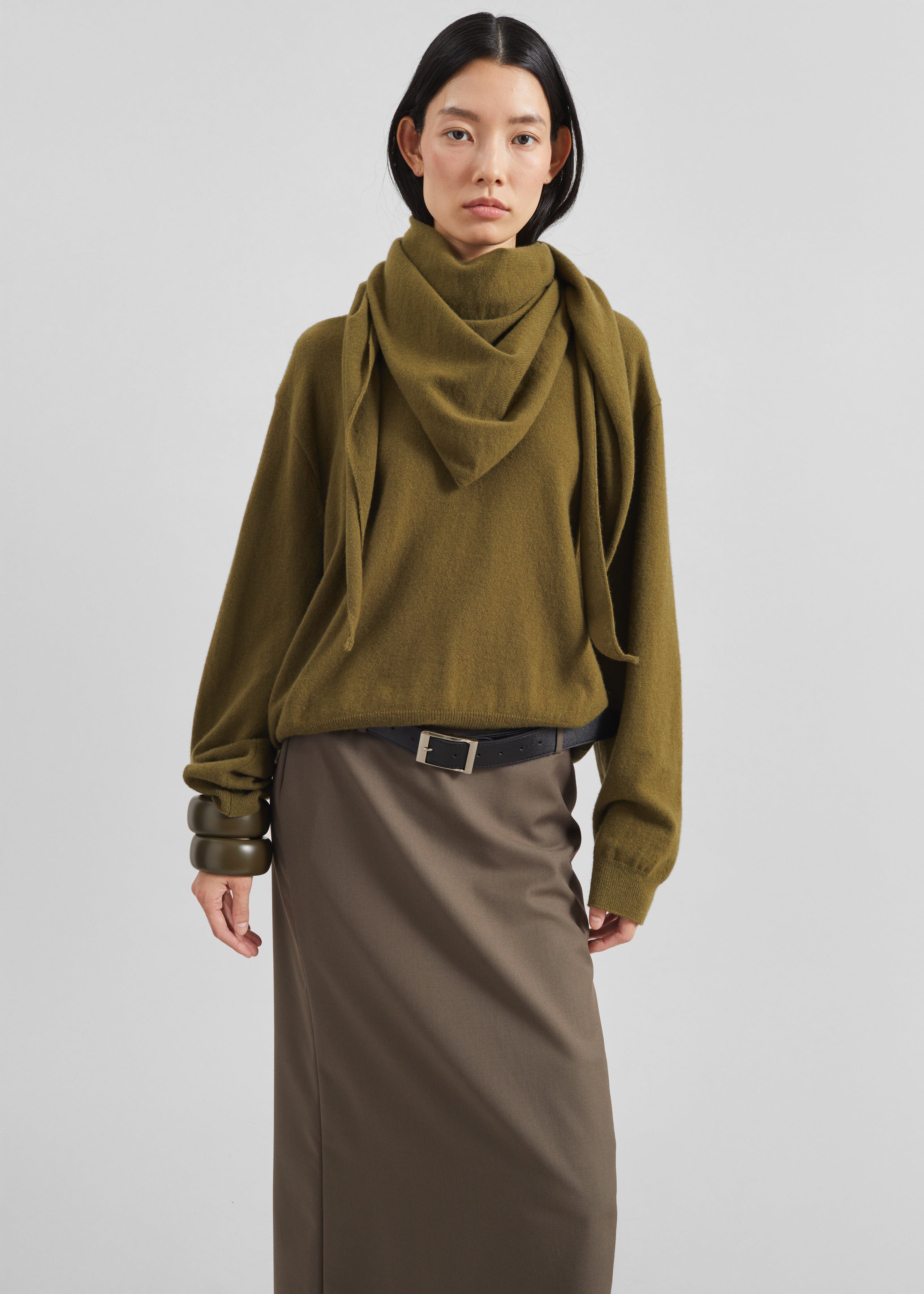 Vermont Scarf Sweater - Olive – The Frankie Shop