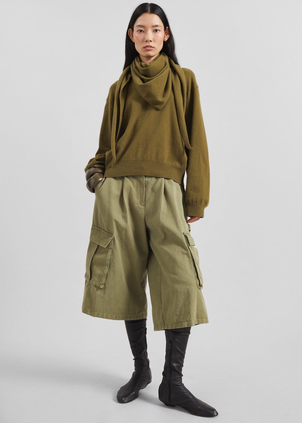 Vermont Scarf Sweater - Olive - 5