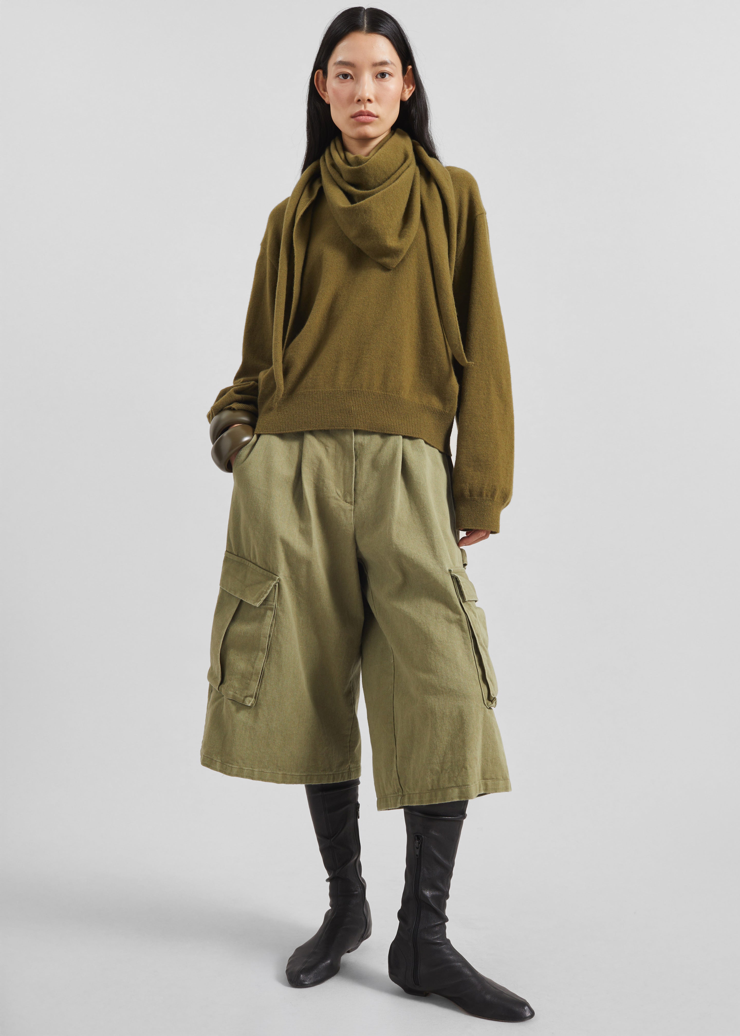 Vermont Scarf Sweater - Olive - 5