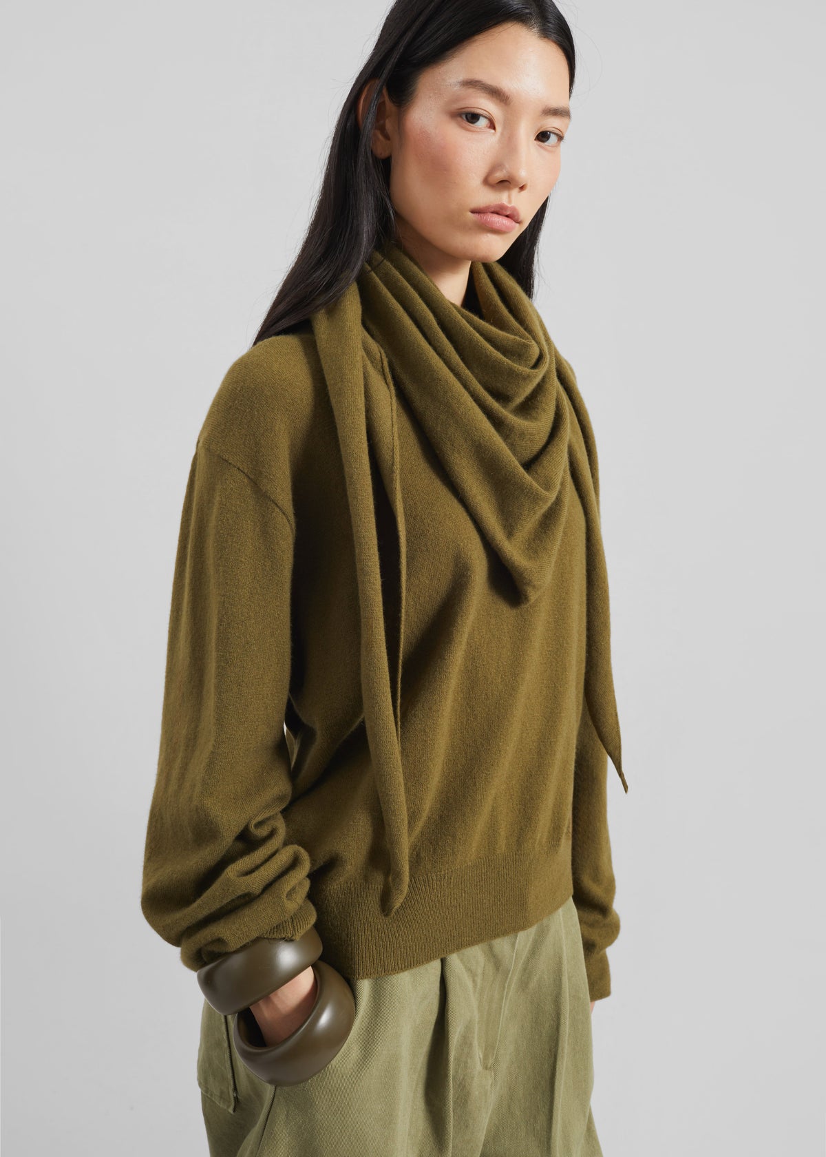 Vermont Scarf Sweater - Olive - 6