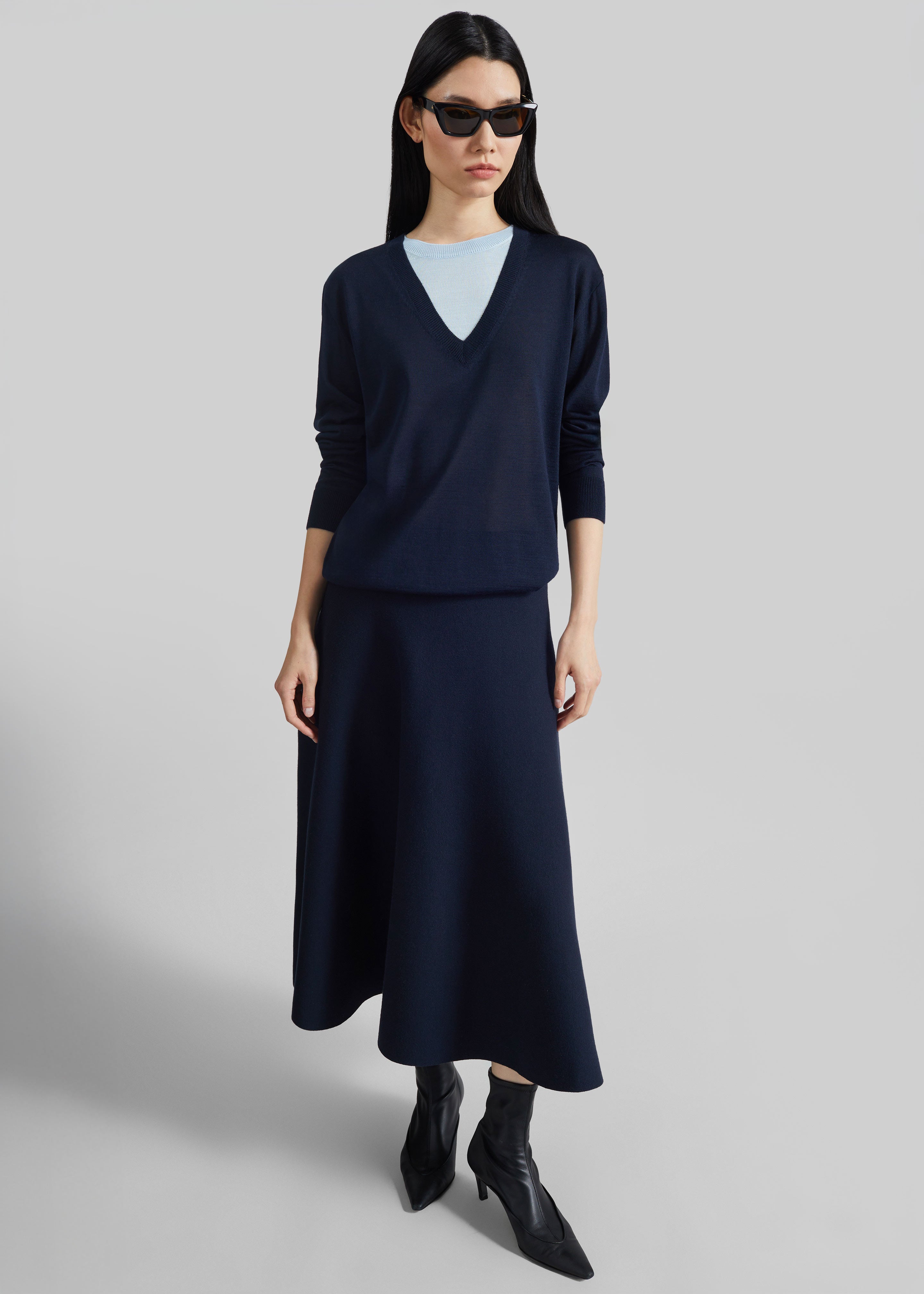 Vernon Layered Knit Pullover - Navy - 3