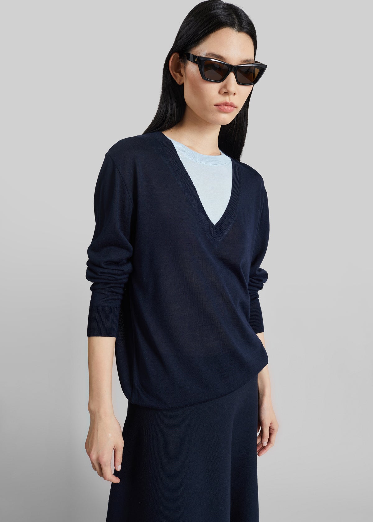 Vernon Layered Knit Pullover - Navy - 4