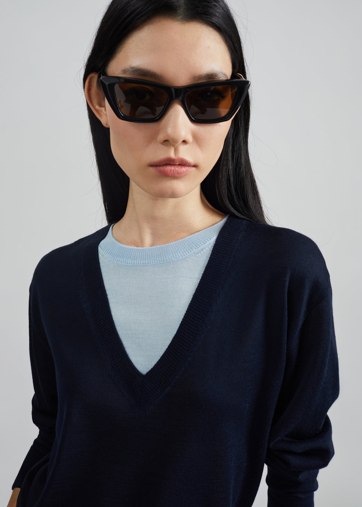 Vernon Layered Knit Pullover - Navy - 2