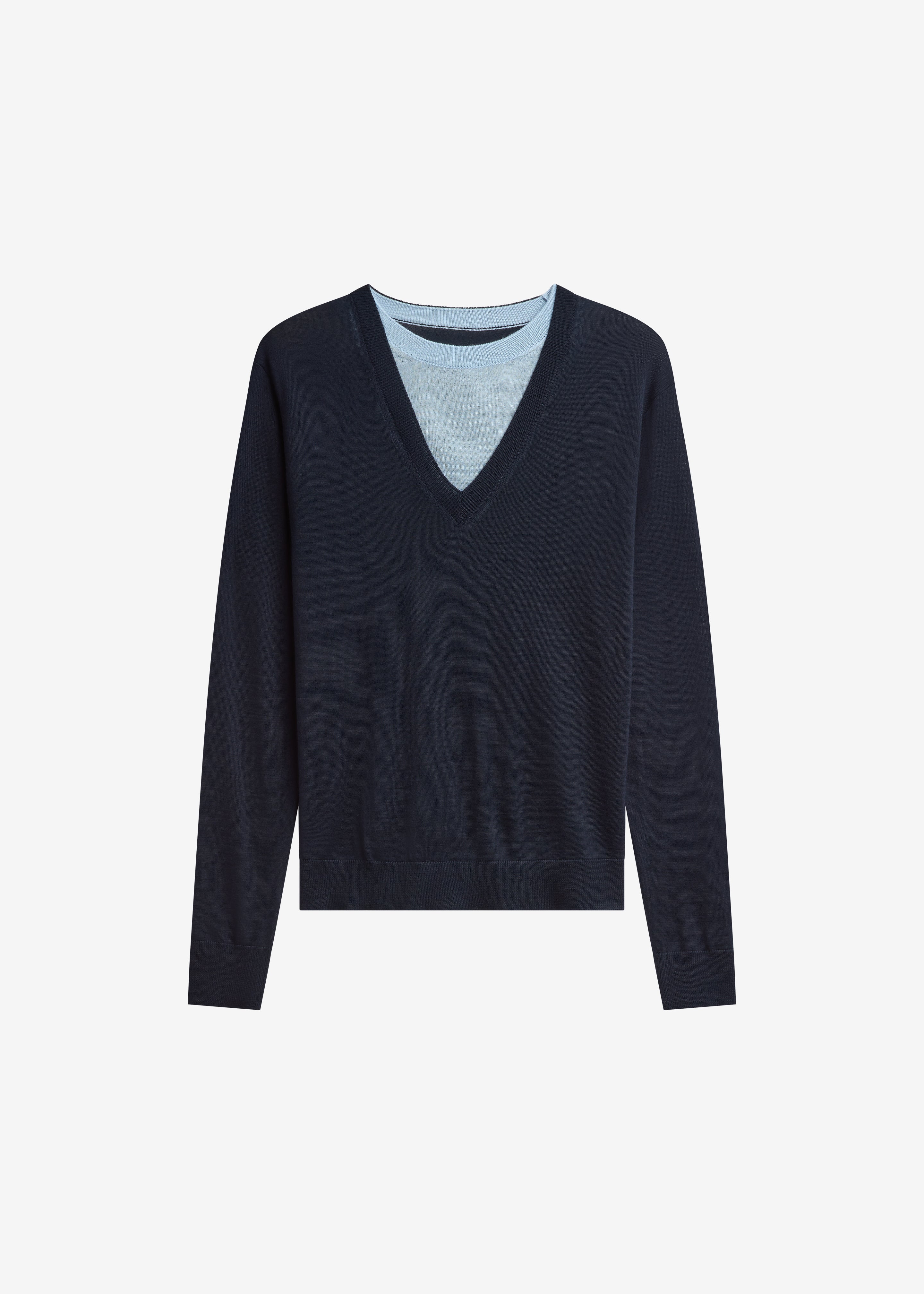 Vernon Layered Knit Pullover - Navy - 6