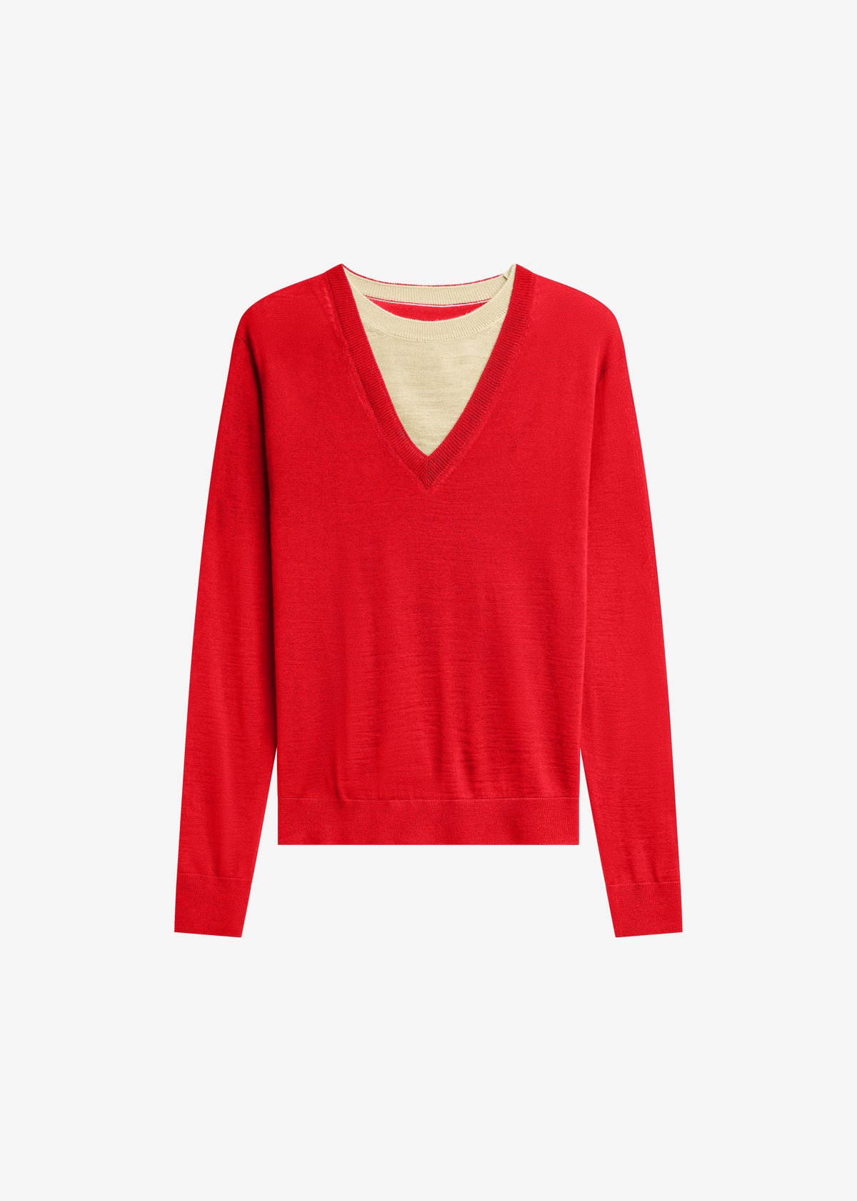Vernon Layered Knit Pullover - Red - 5