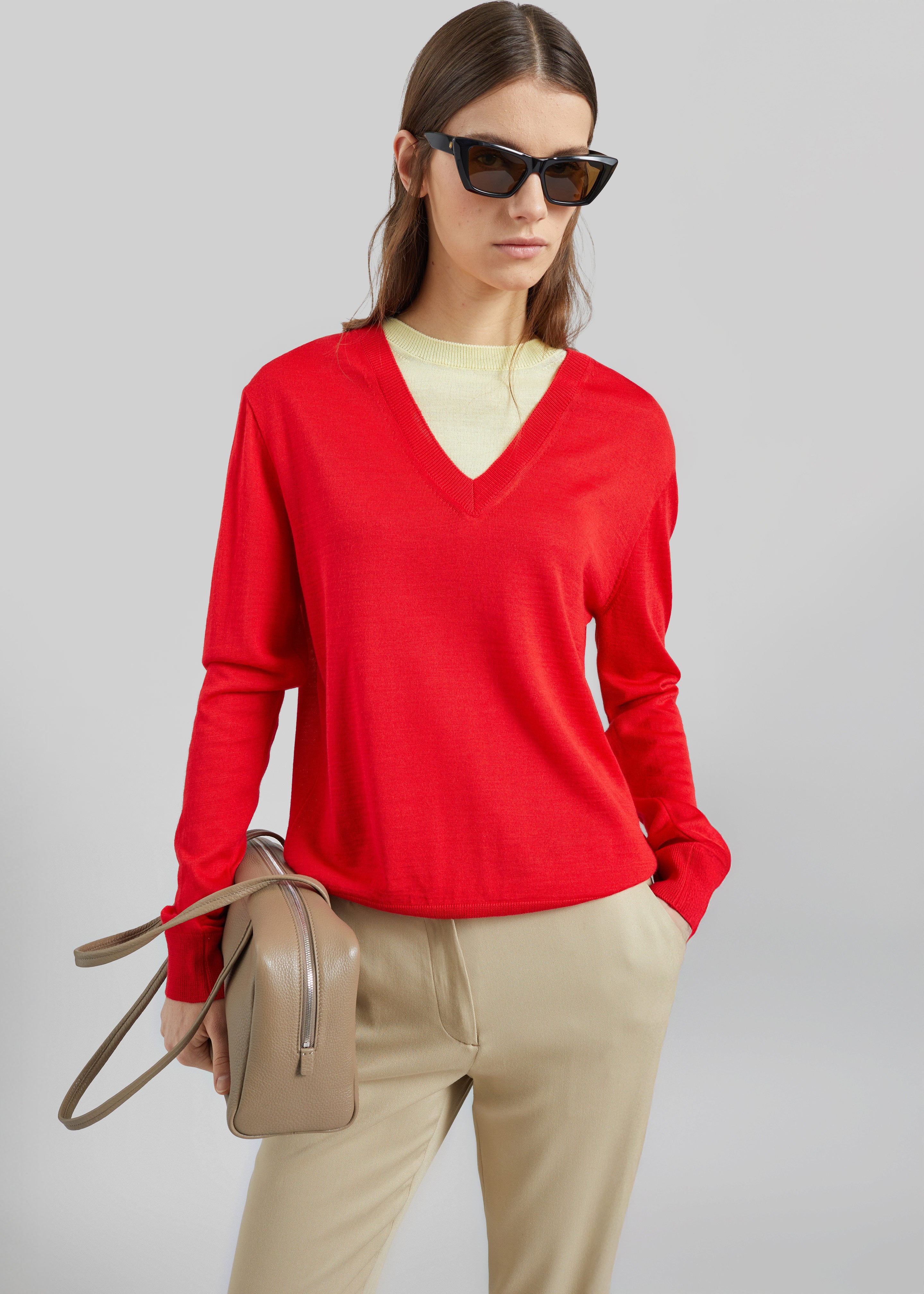 Vernon Layered Knit Pullover - Red - 1